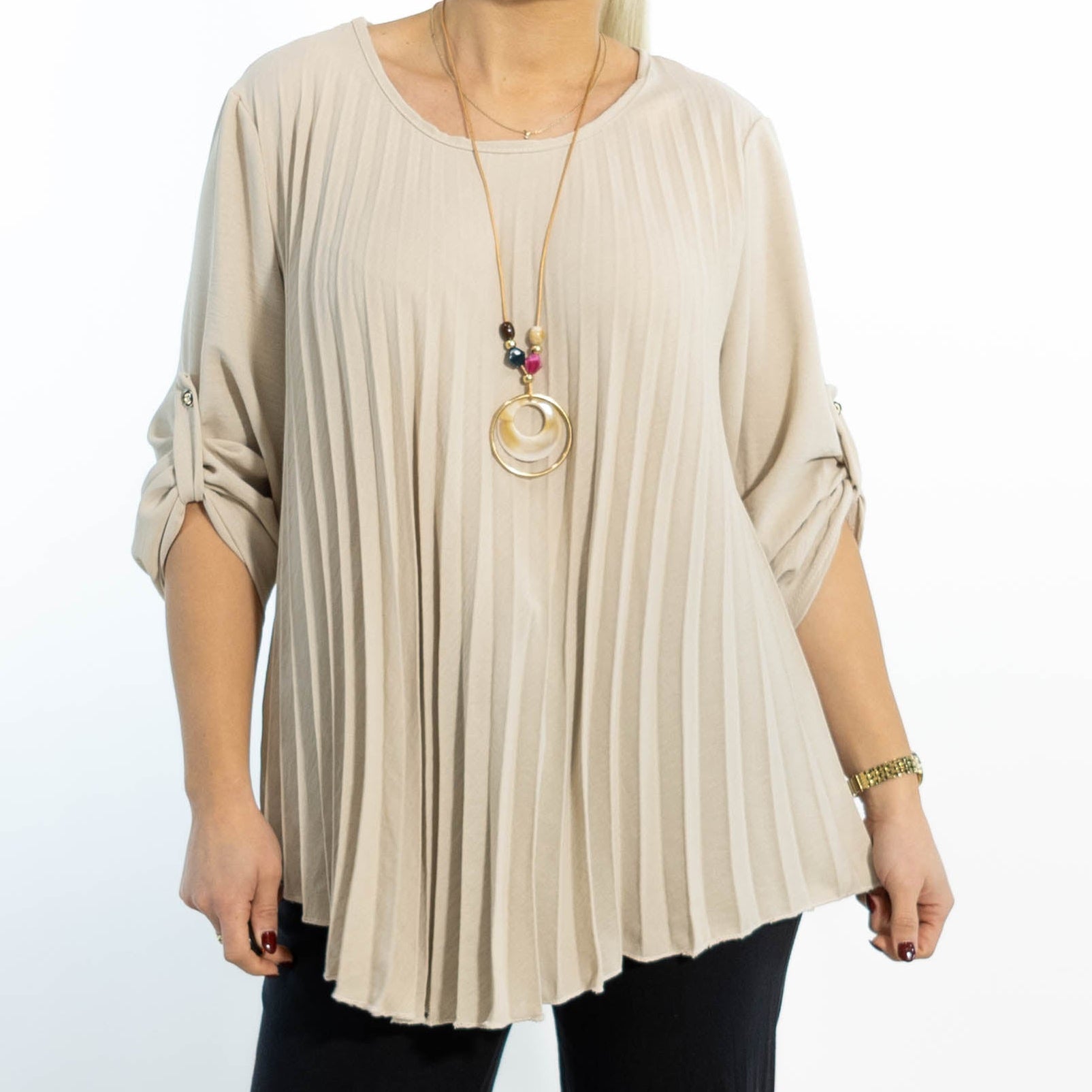 Judy plisse overdel m. kæde, Beige