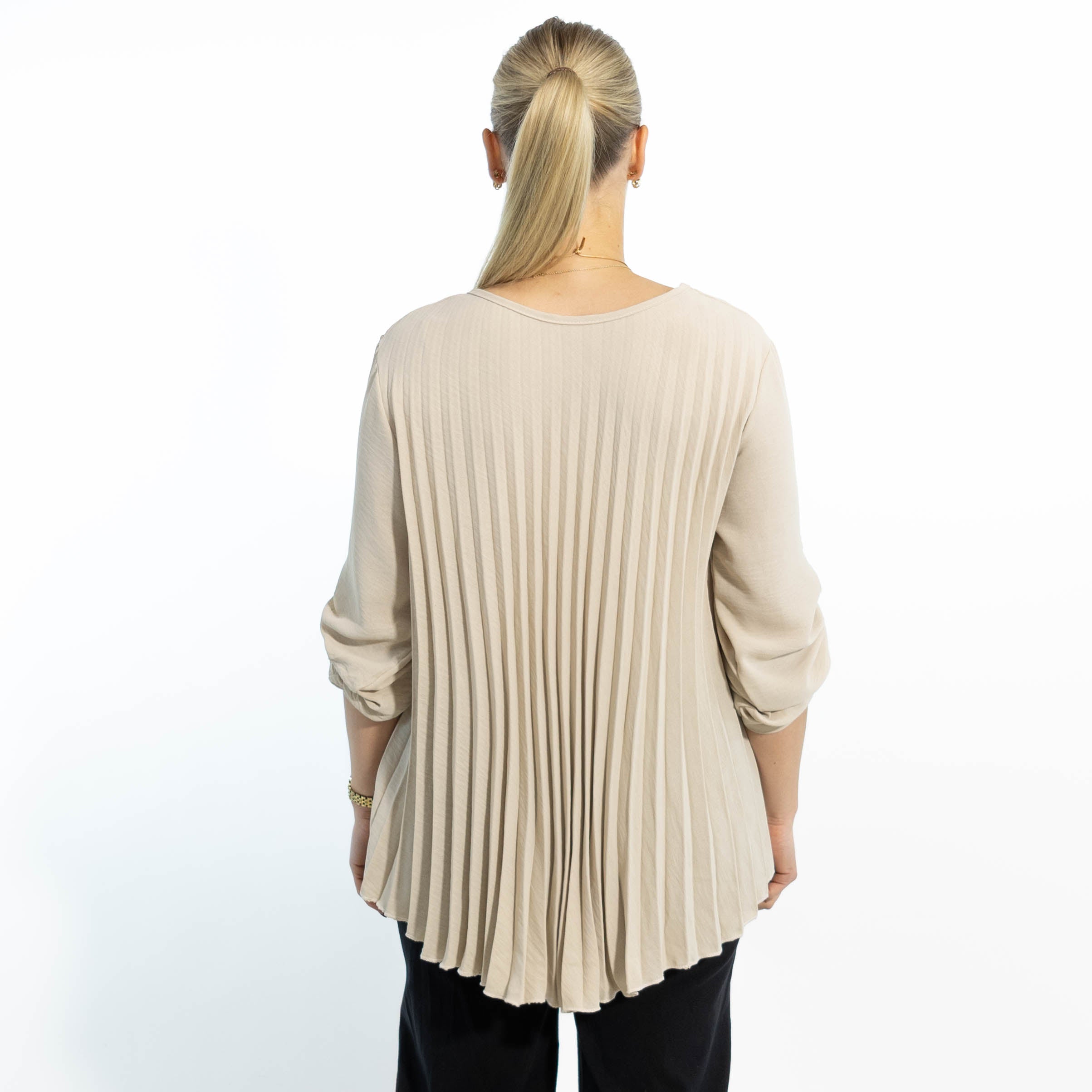 Judy plisse overdel m. kæde, Beige