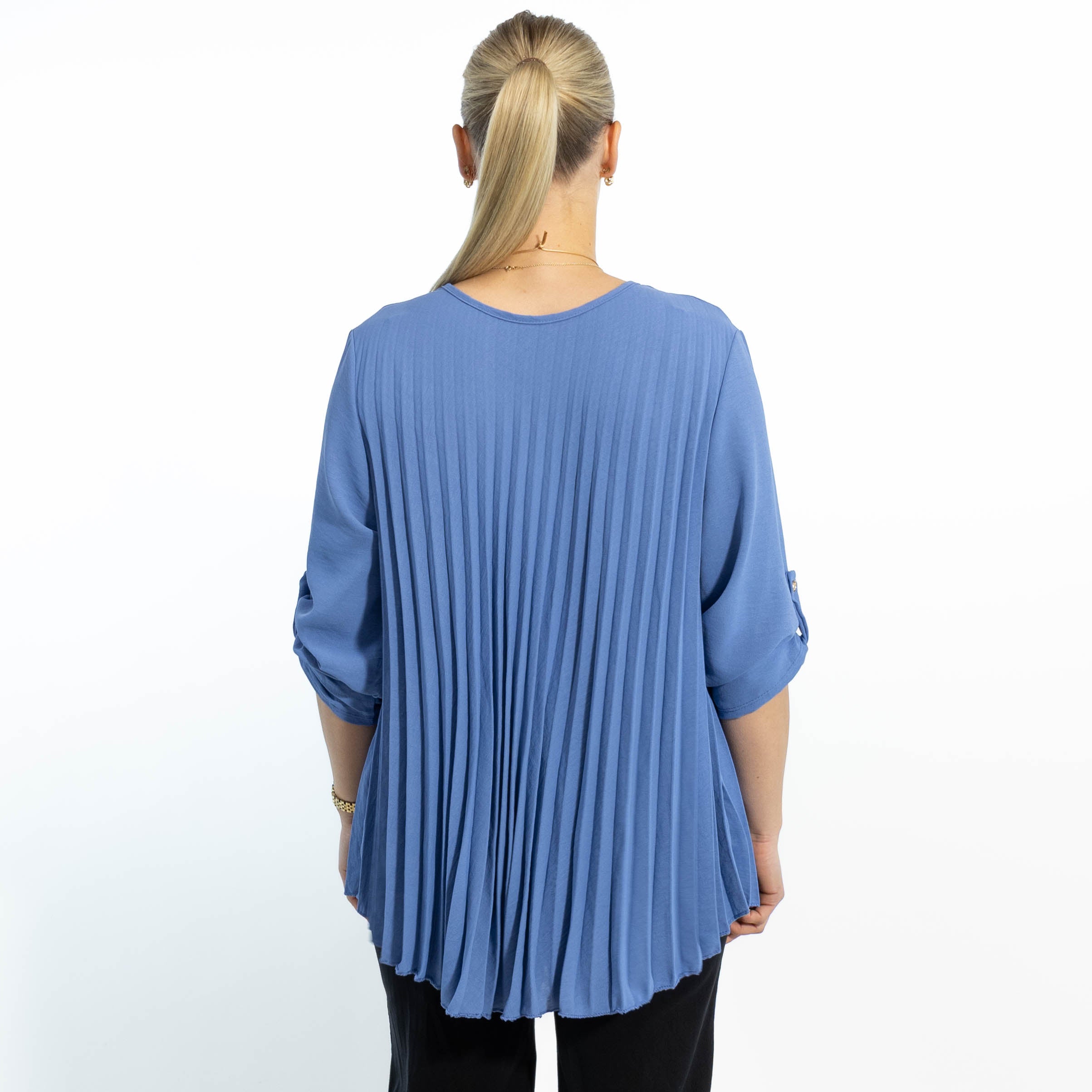 Judy plisse overdel m. kæde, Dueblå