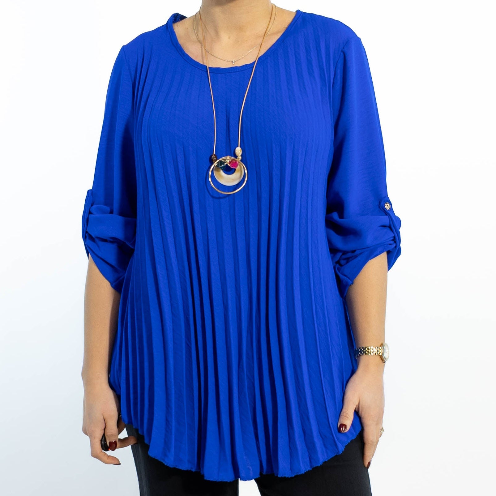 Bolette plisse overdel m. kæde, Royal blue