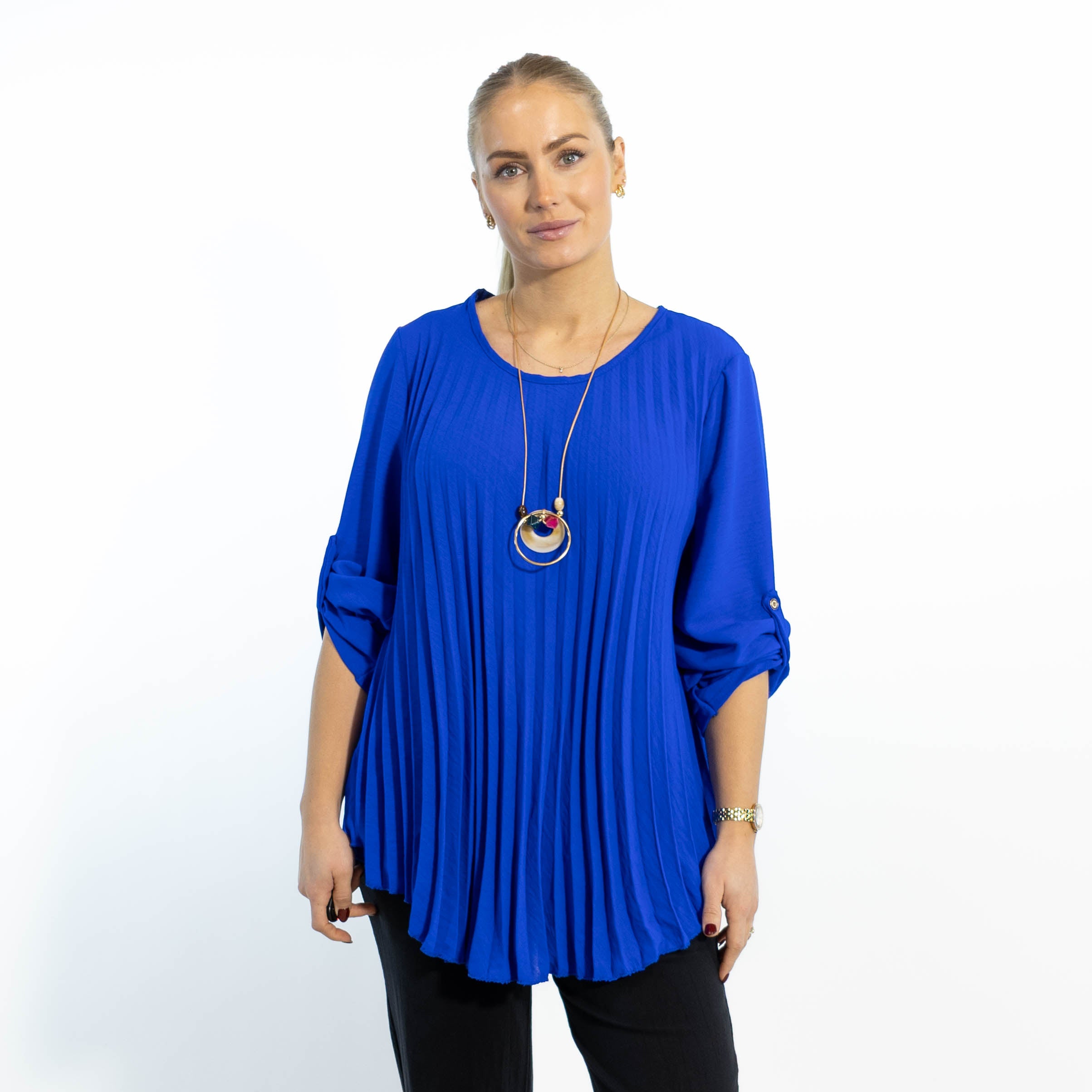 Bolette plisse overdel m. kæde, Royal blue