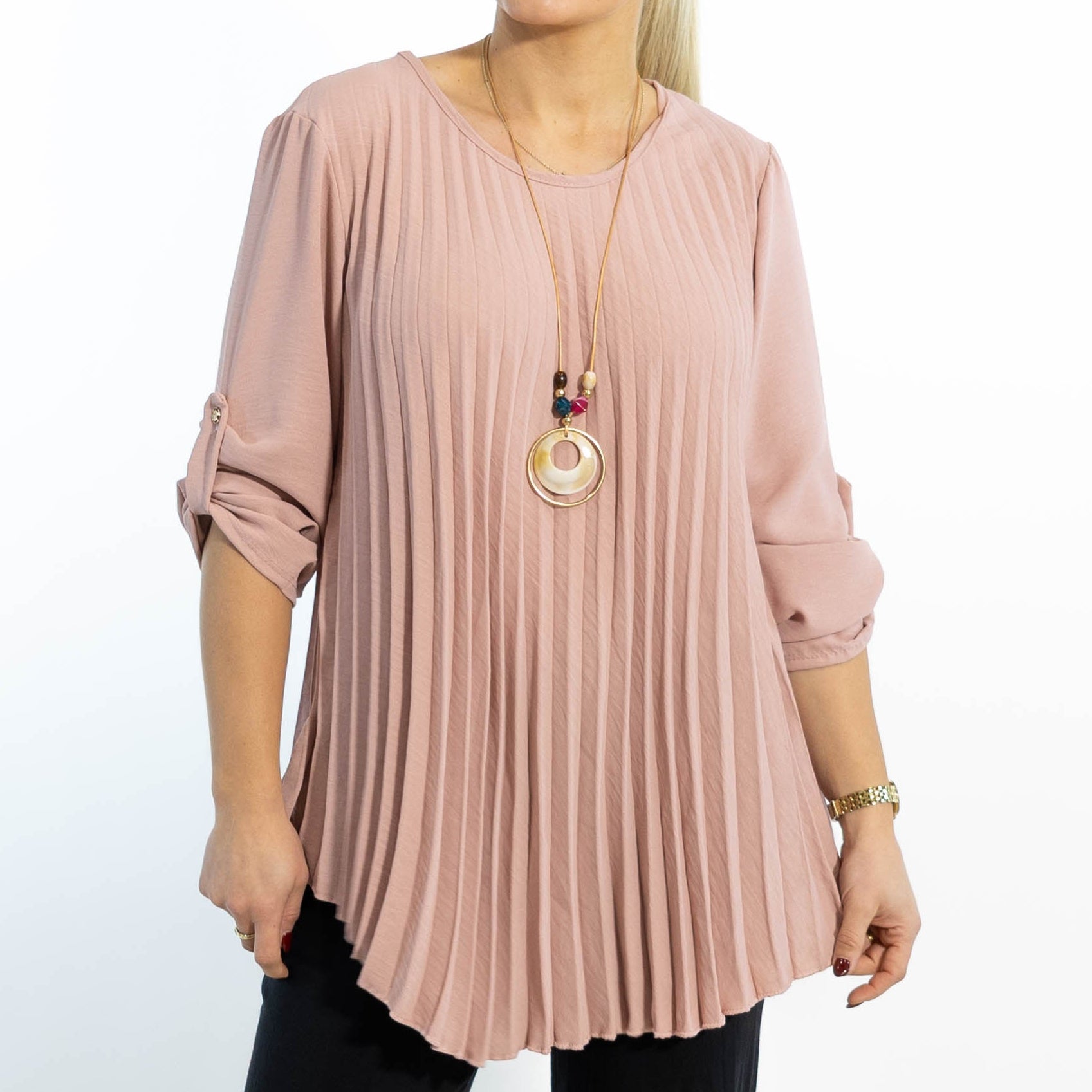 Bolette plisse overdel m. kæde, Rosa