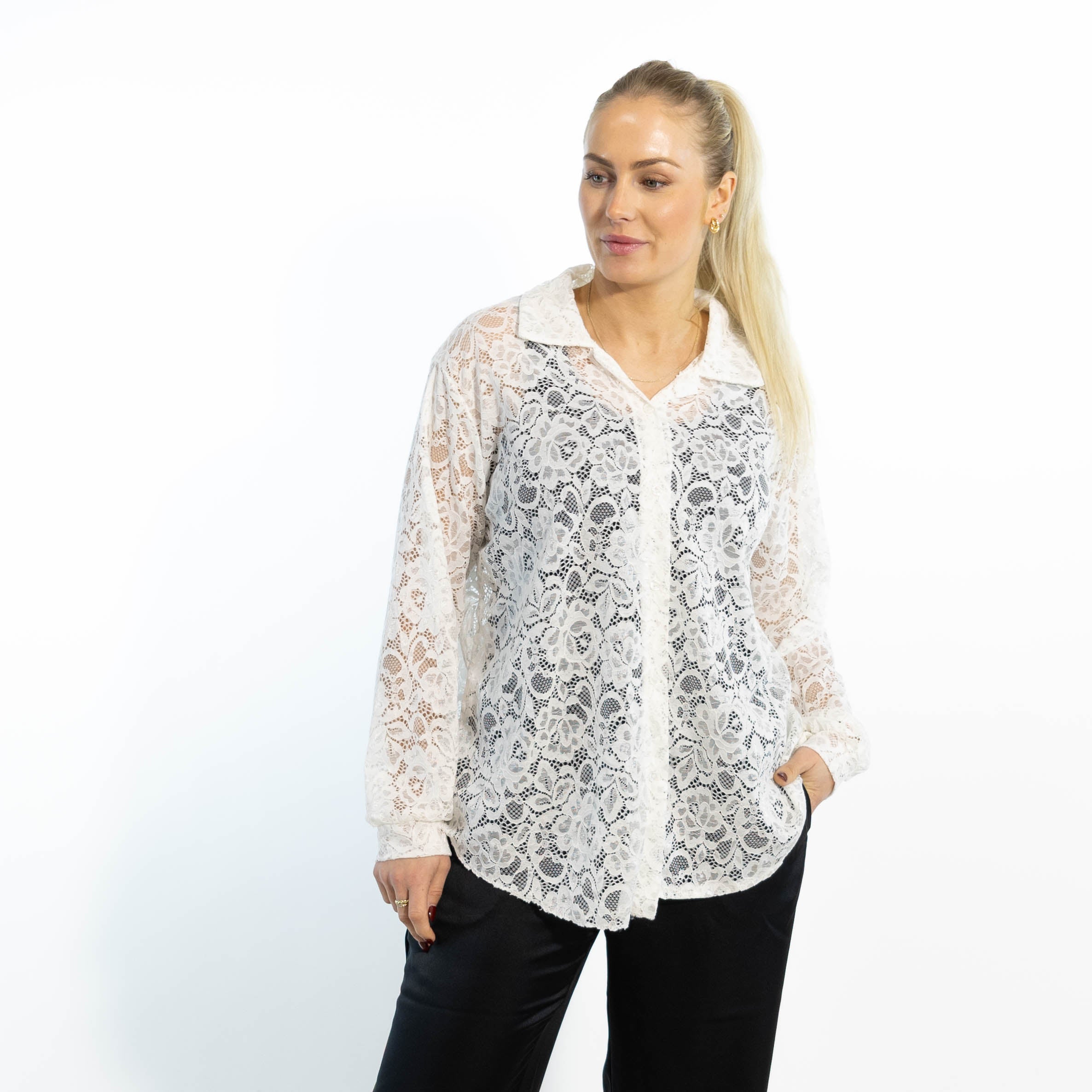 Gunhild chiffon skjorte, Hvid