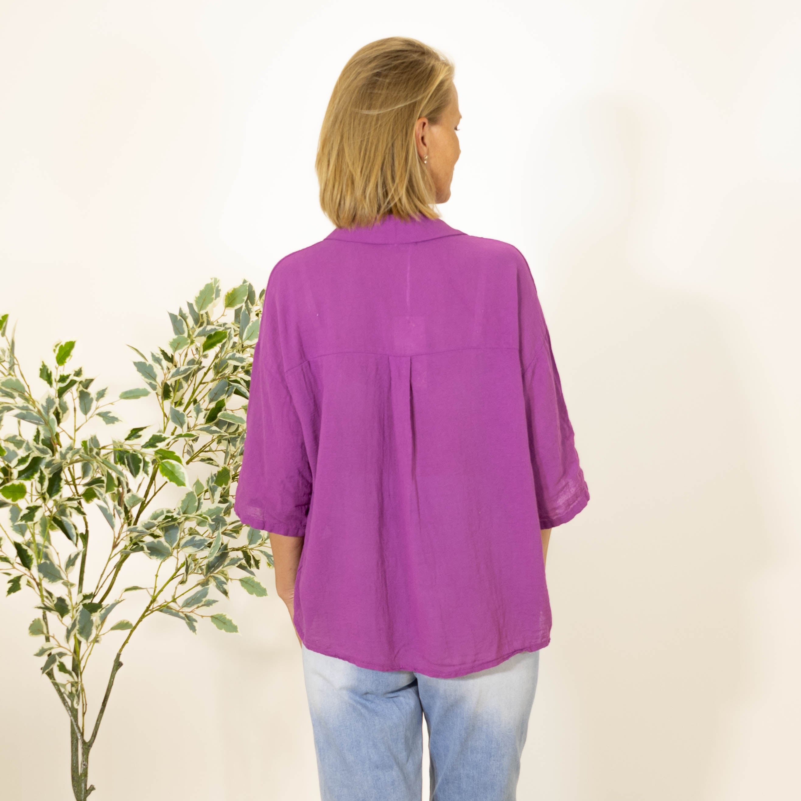 Paulina acid washed skjorte, Lilla