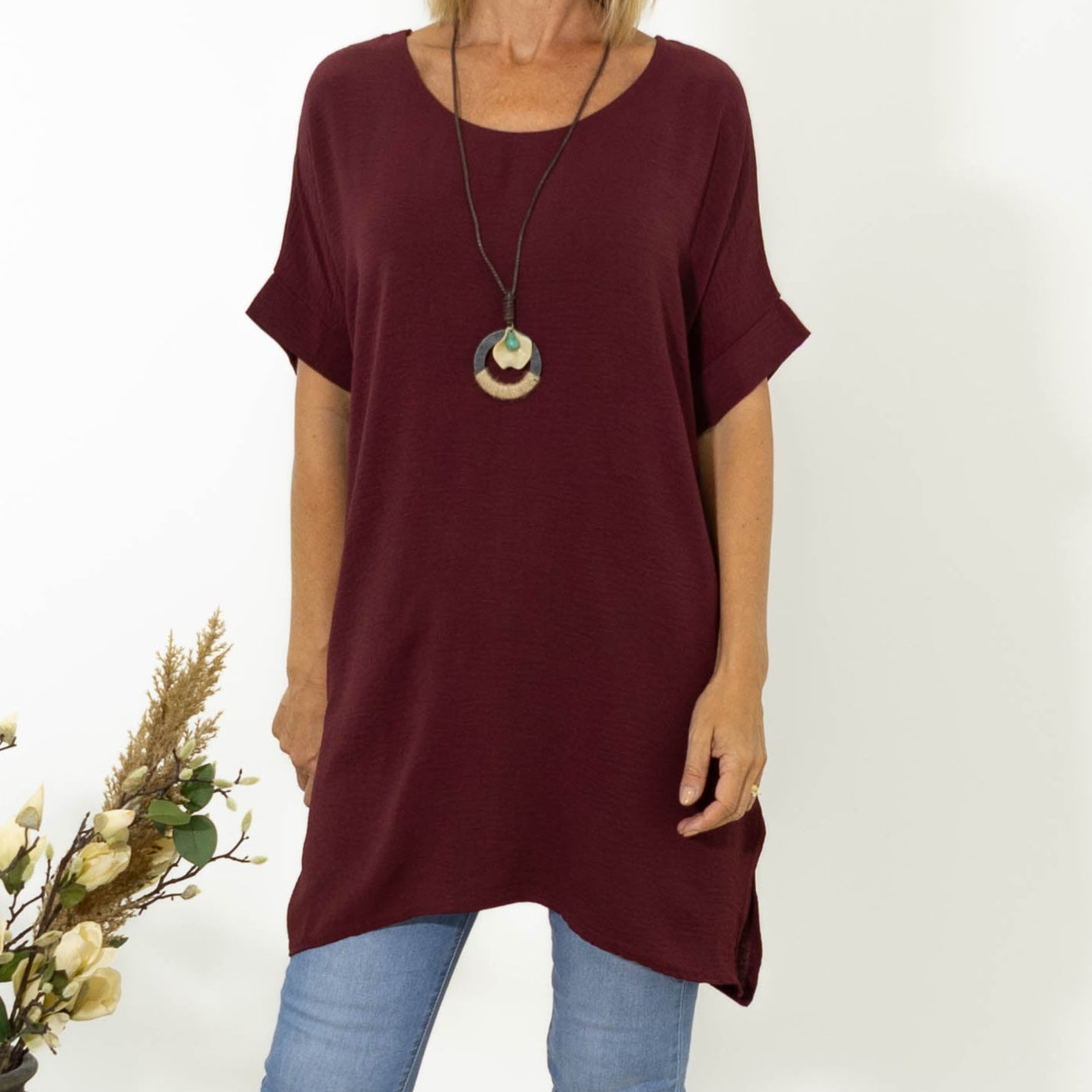 Esta bubble chiffon tunika, Bordeaux