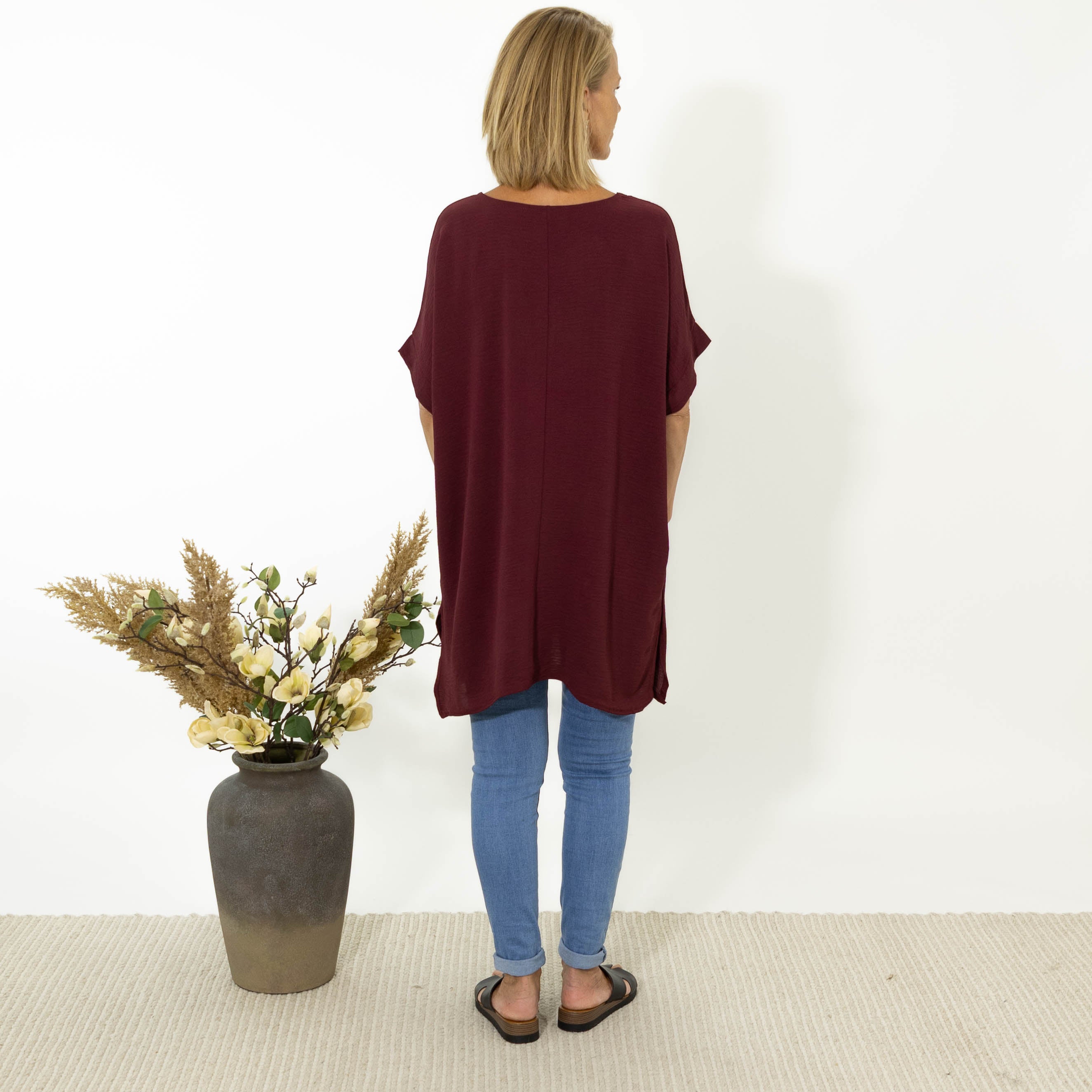 Esta bubble chiffon tunika, Bordeaux