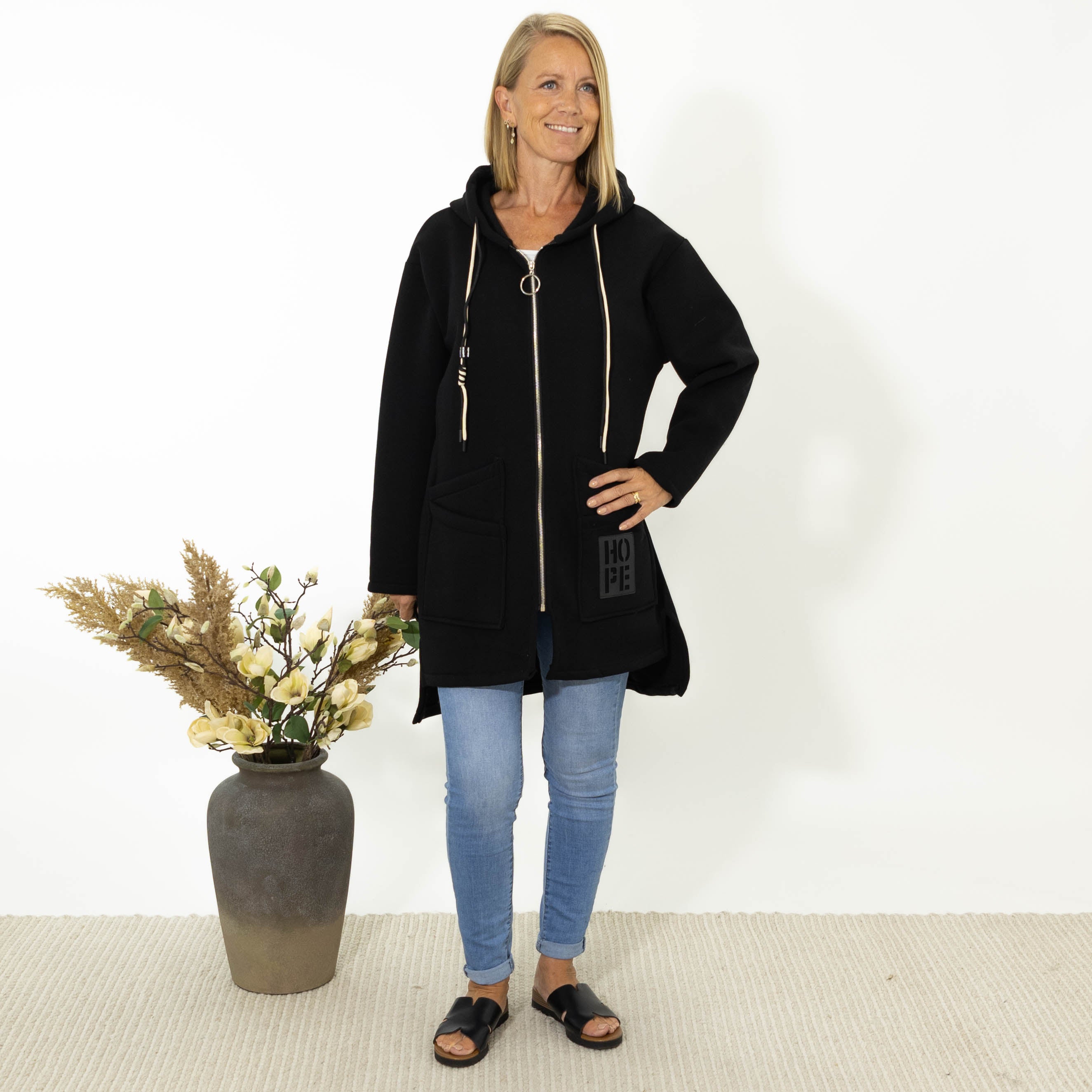 Belinda sweatshirt jakke, Sort