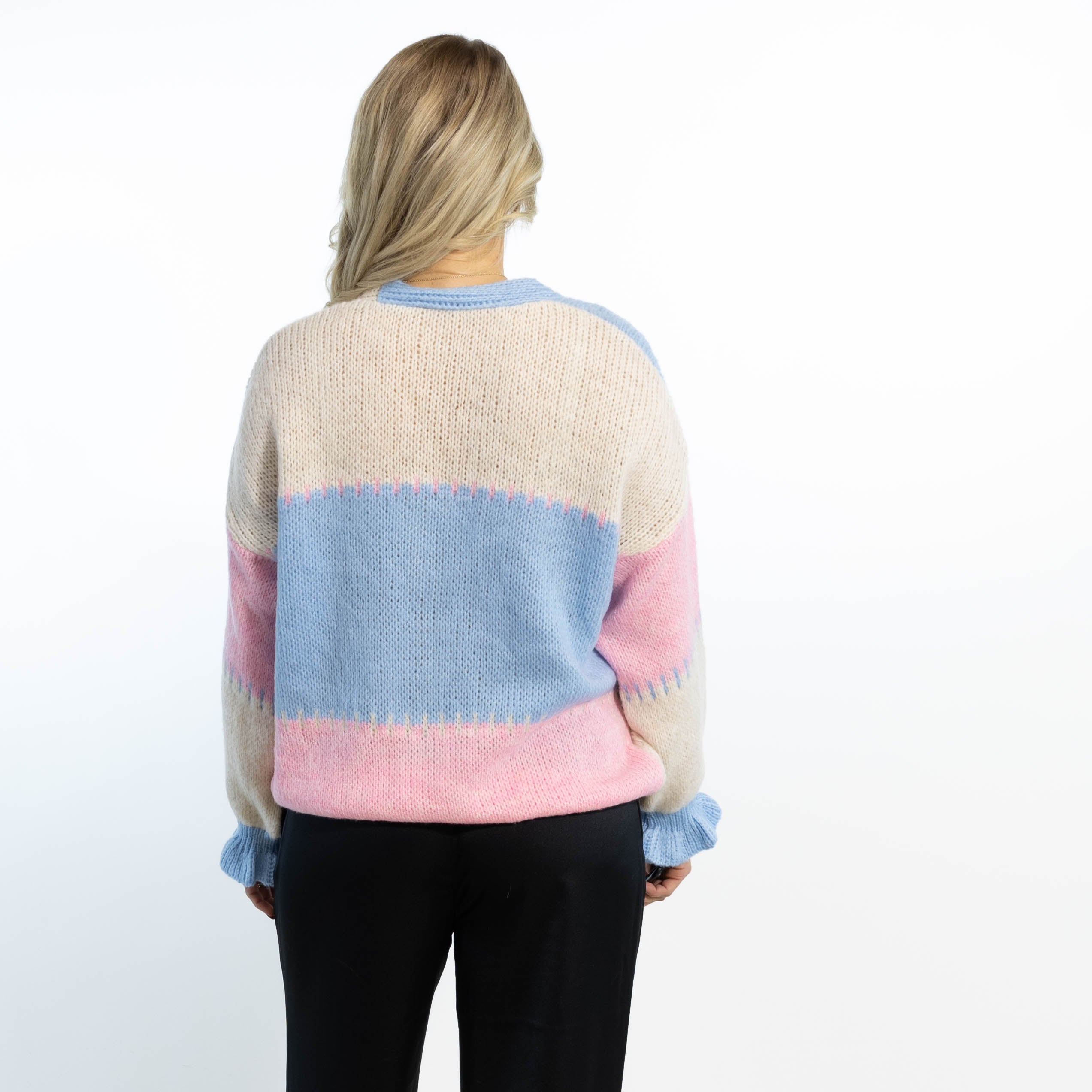 Thea Patchwork Strik, Lyseblå