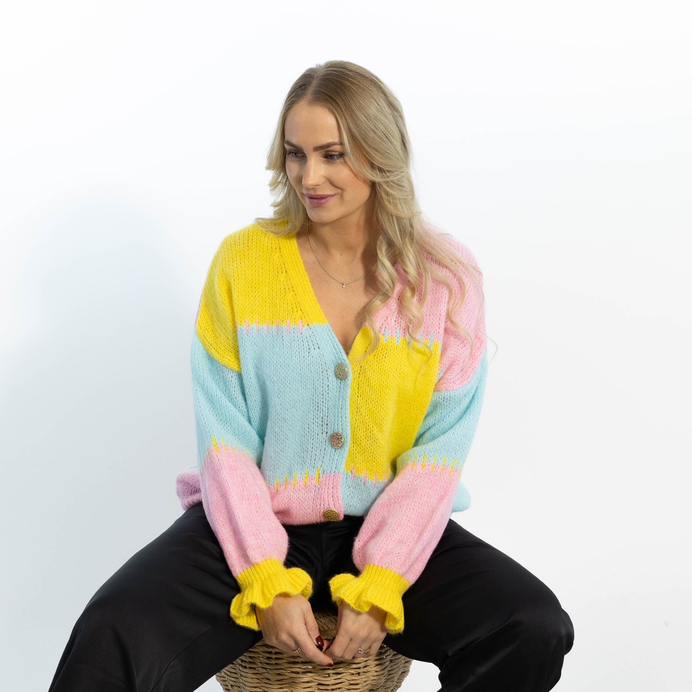 Thea Patchwork Strik, Pink