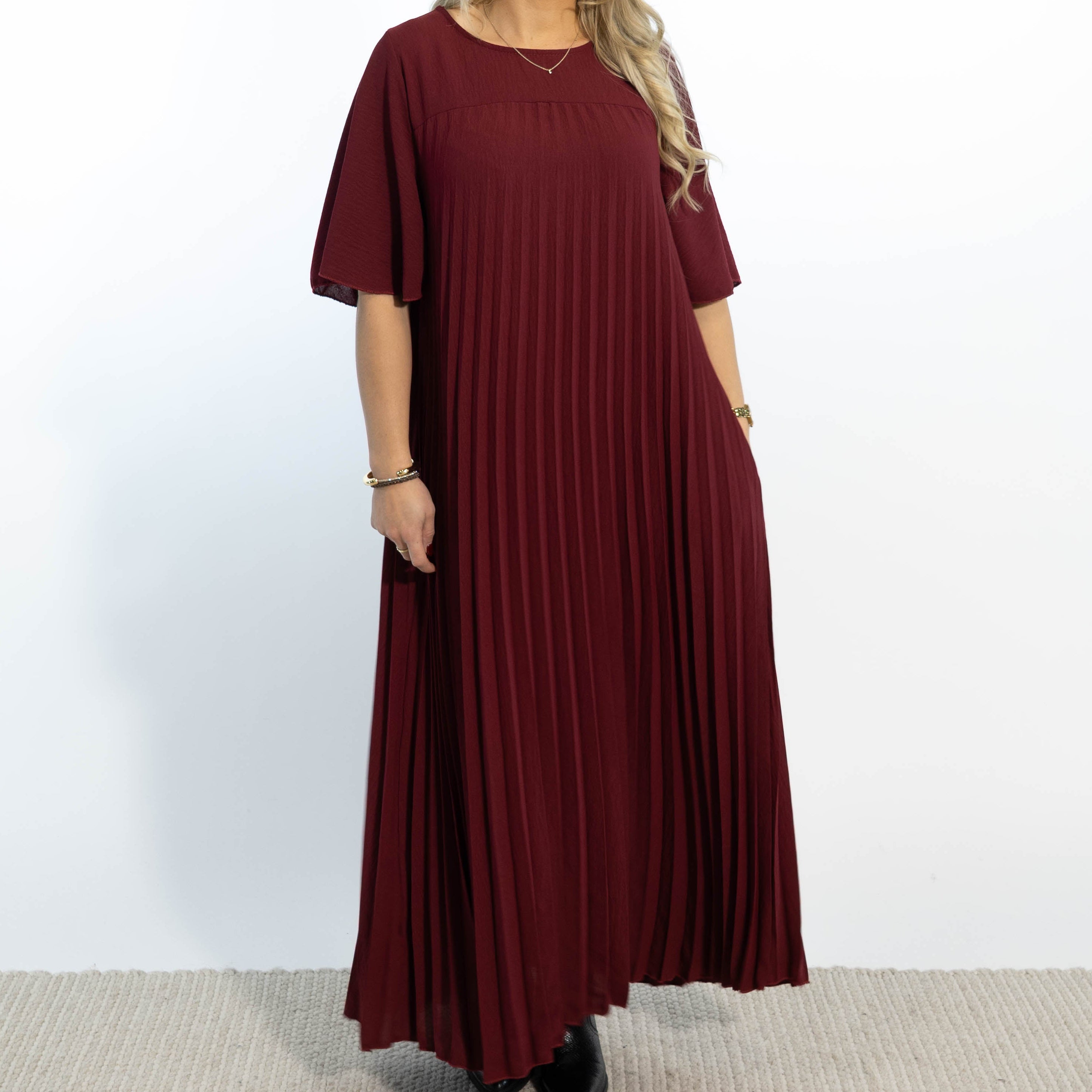 Sarah Bubblechiffon kjole, Bordeaux