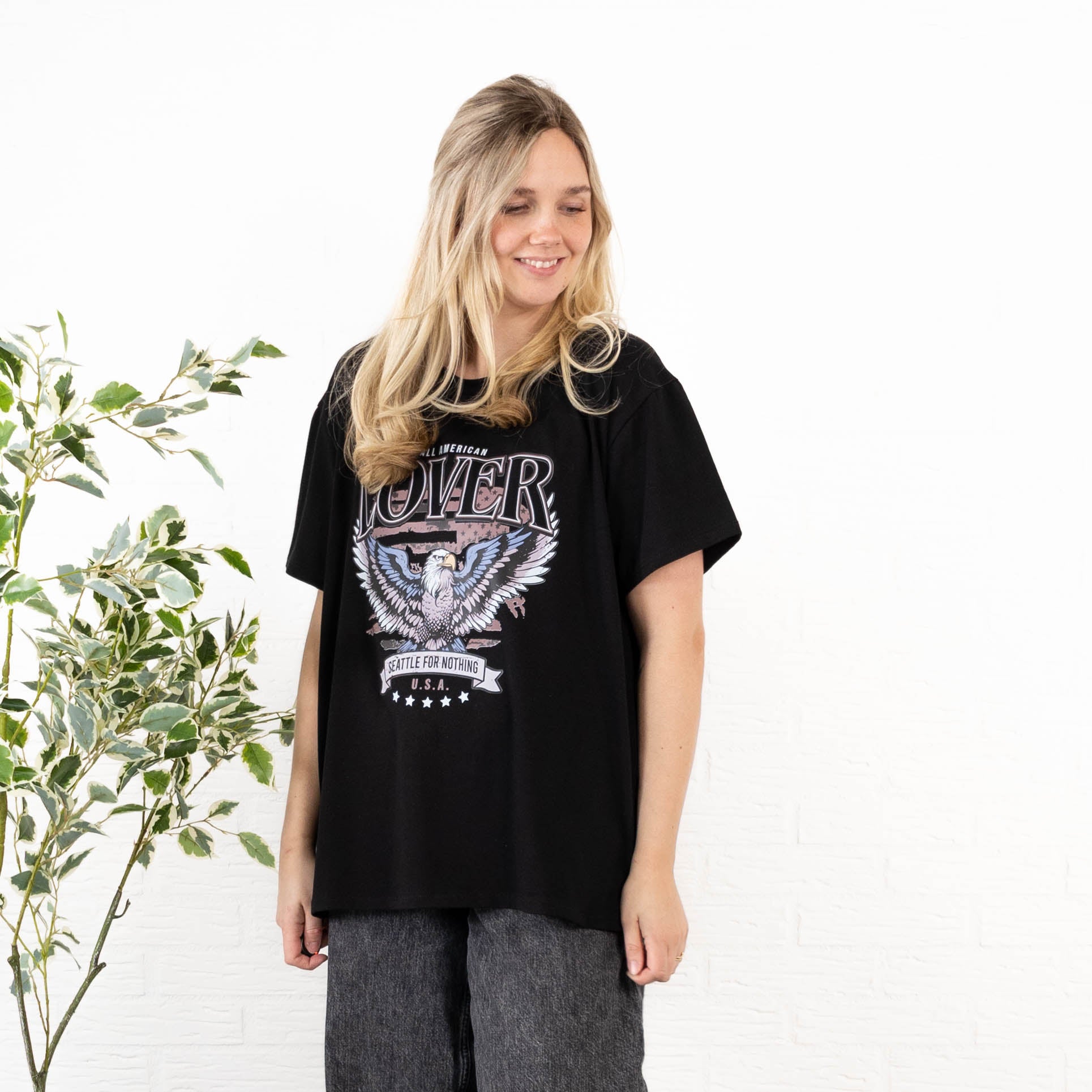 American lover t-shirt, Sort