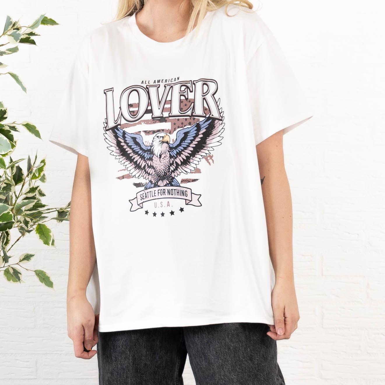 American lover t-shirt, Hvid