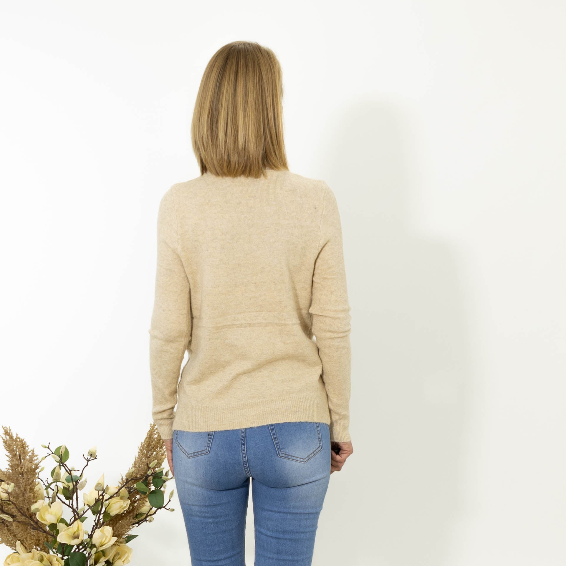 Lina rullekrave strik, Beige
