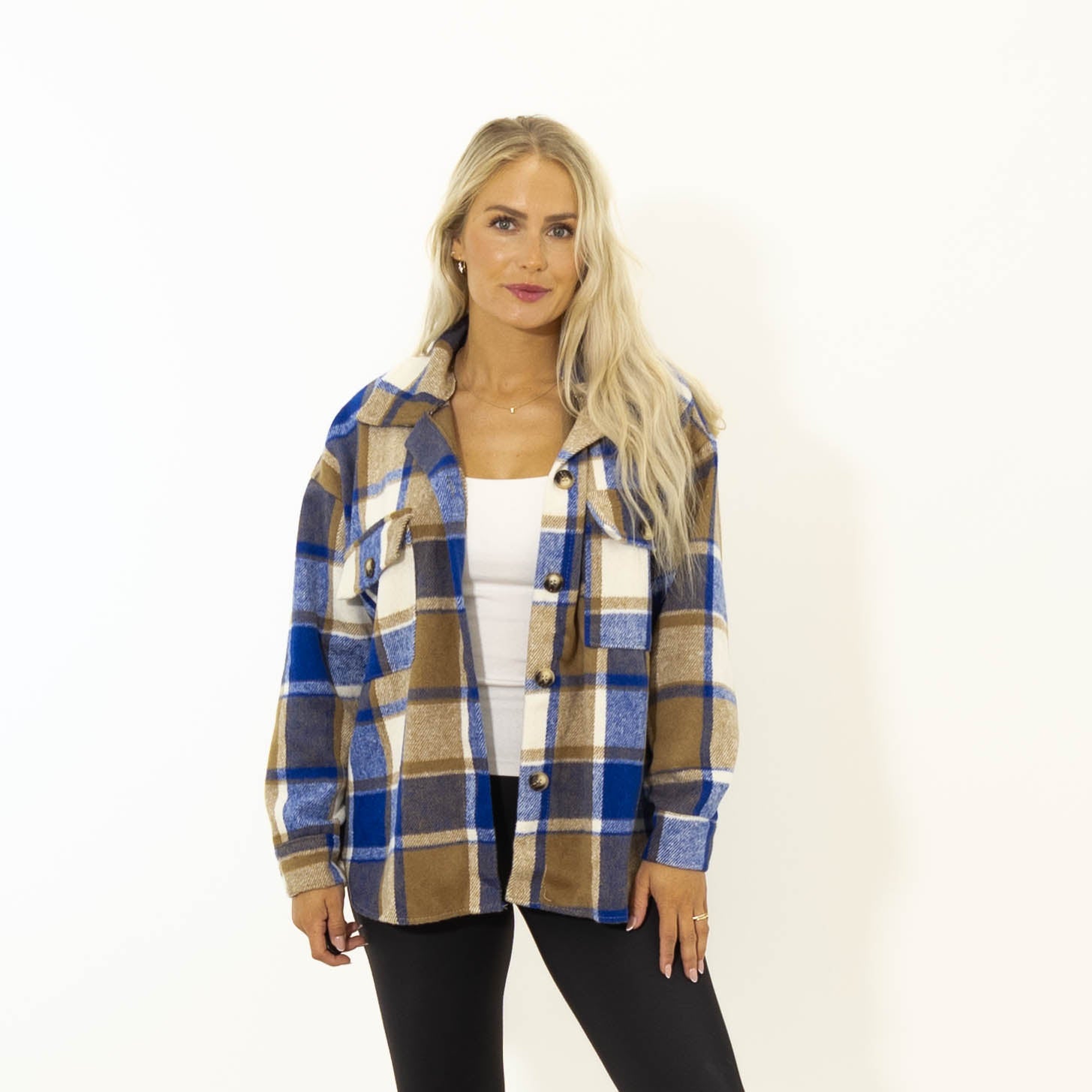 Stacey ternet skovmands jakke, Blå