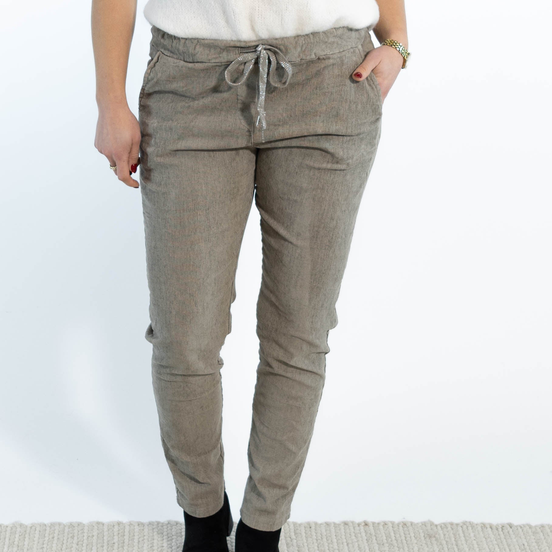 Noemi stonewashed bukser, Taupe