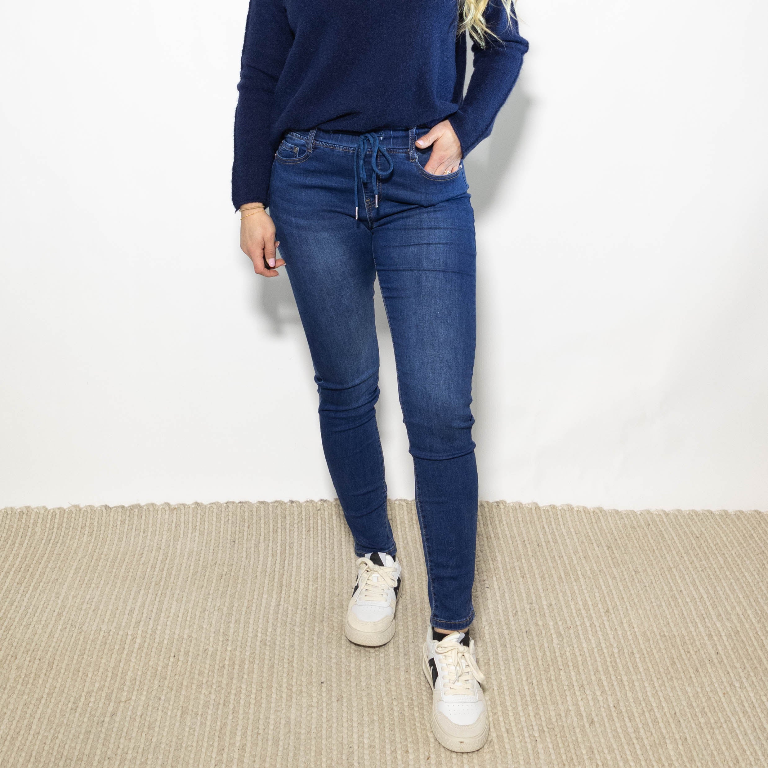 Brooklyn jeggings m. snørre, Mørkvask