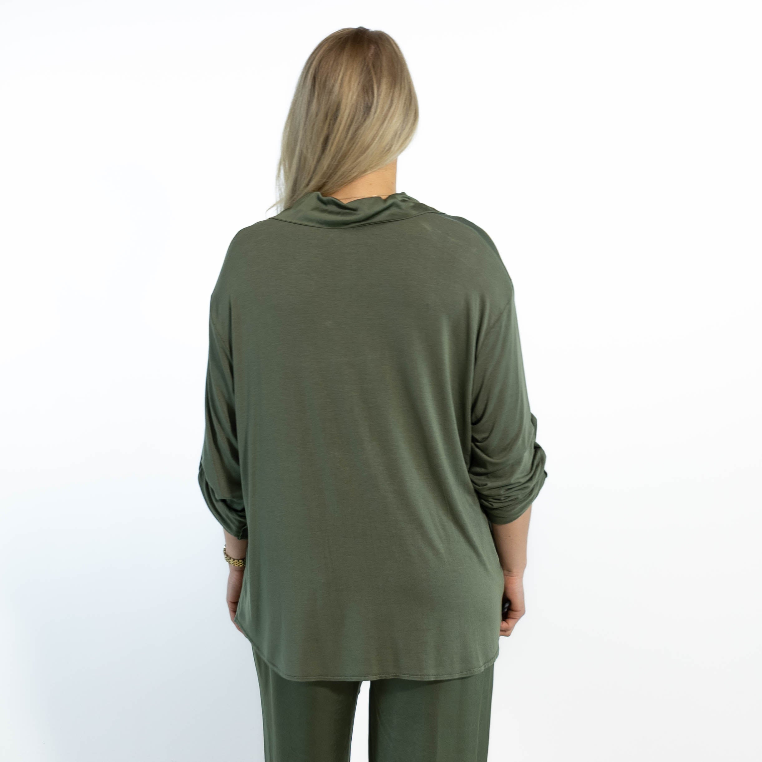 Mabel satin bluse, Khaki