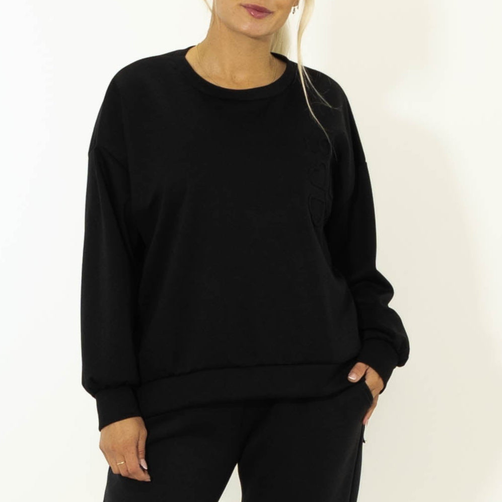 Debbie puff print sweatshirt, Sort