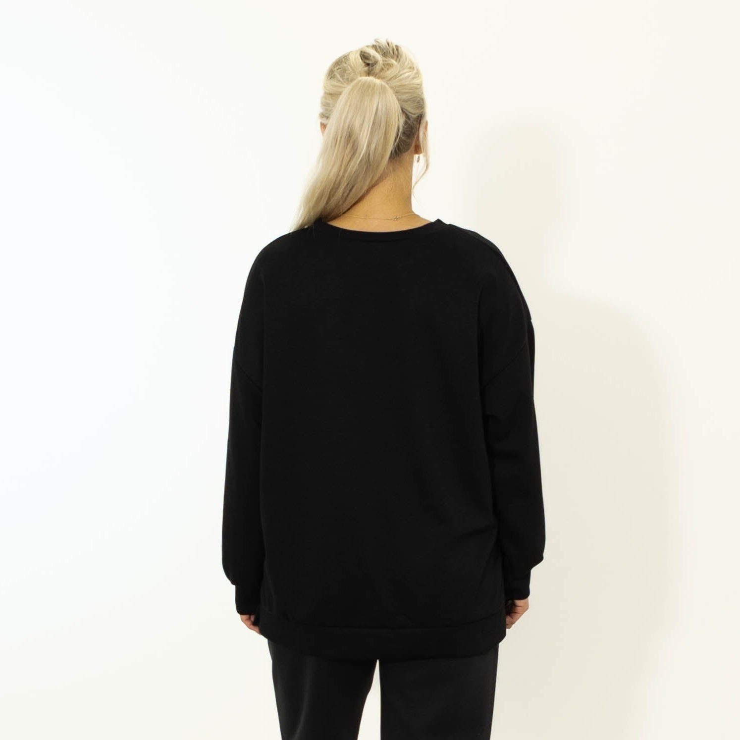 Debbie puff print sweatshirt, Sort