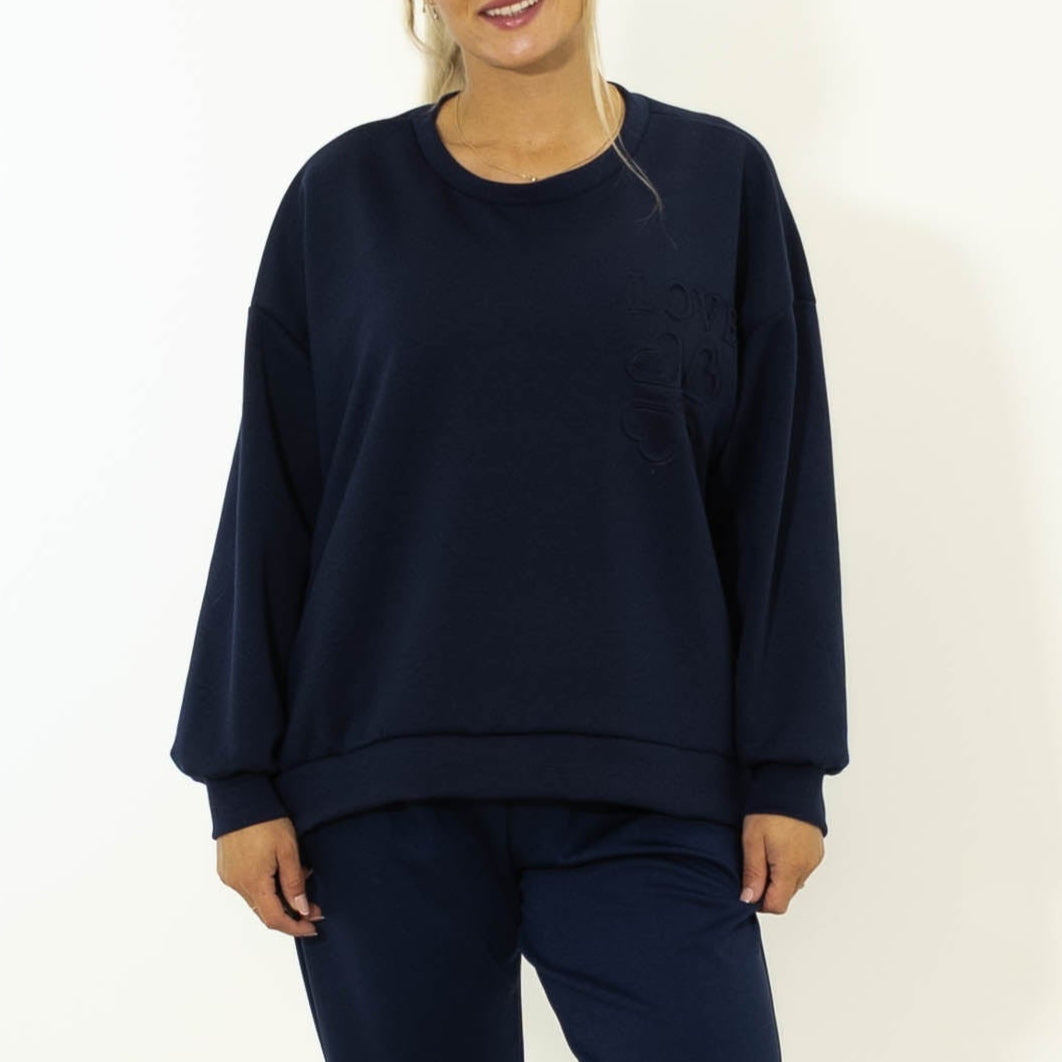 Debbie puff print sweatshirt, Navy
