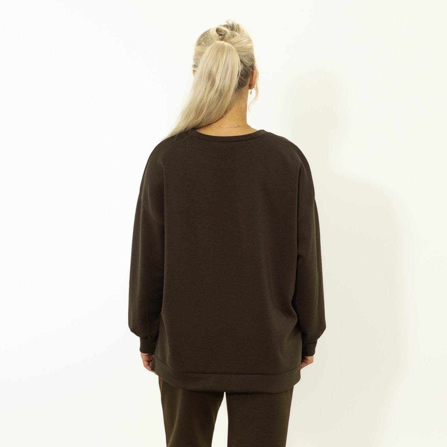 Debbie puff print sweatshirt, Choko