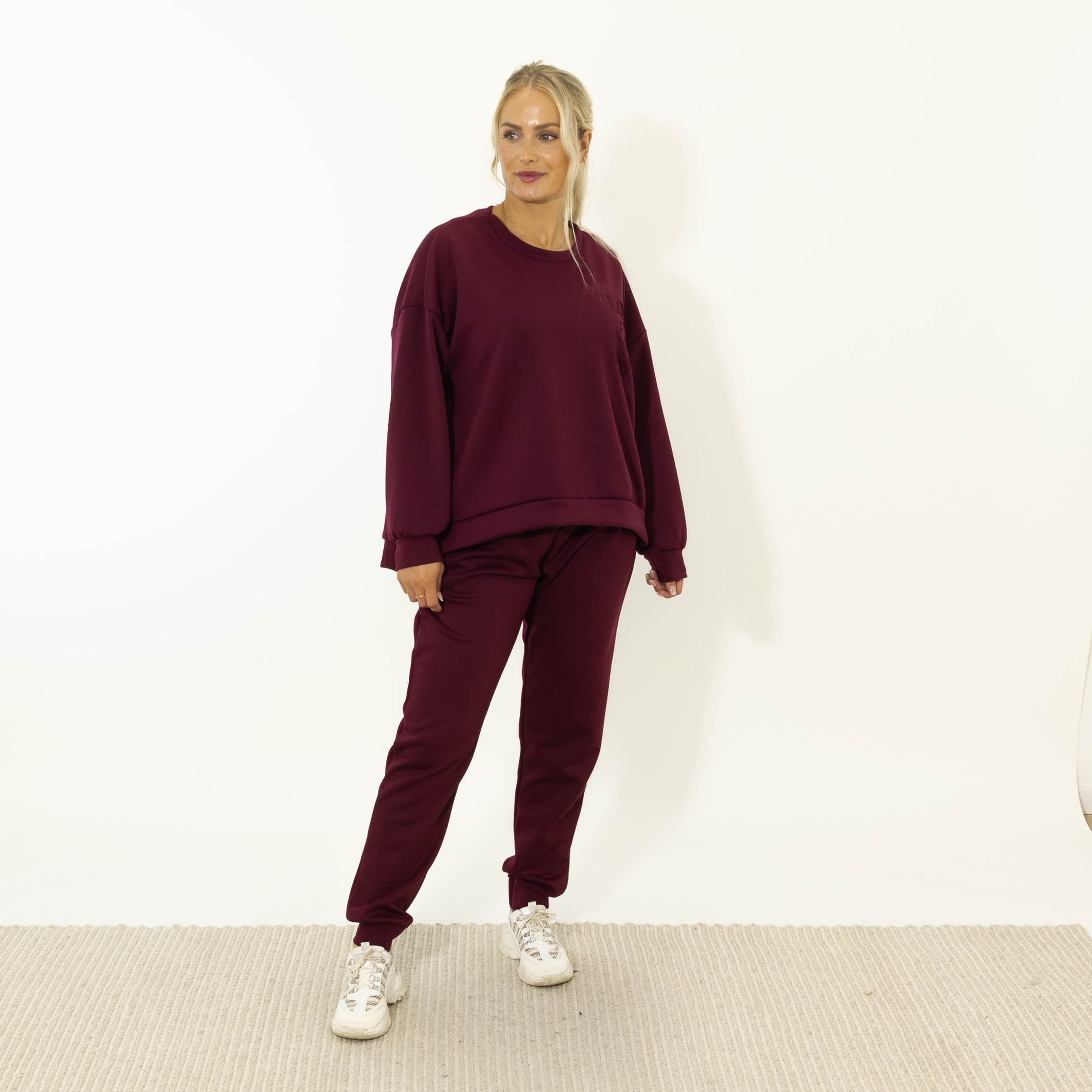 Debbie puff print sweatshirt, Bordeaux