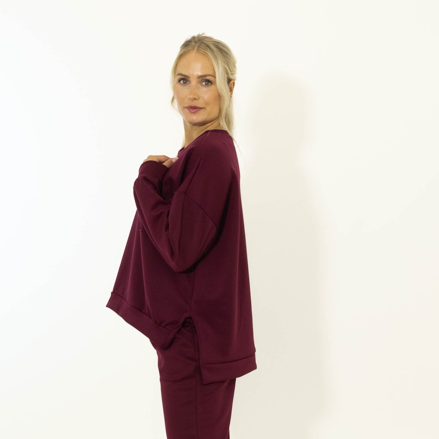 Debbie puff print sweatshirt, Bordeaux