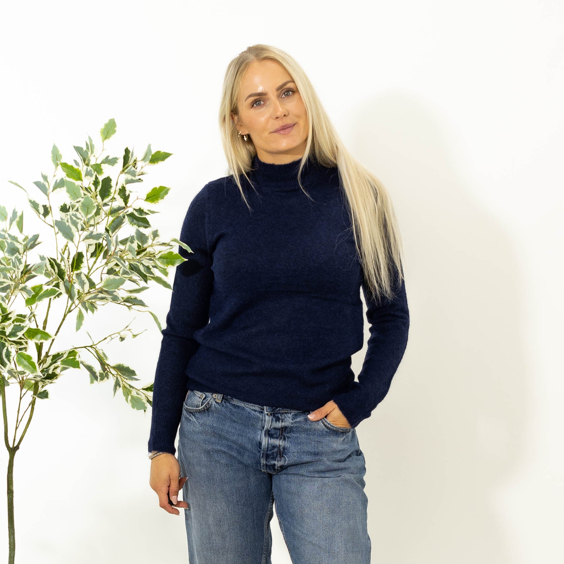 Zascha turtleneck strik, Navy