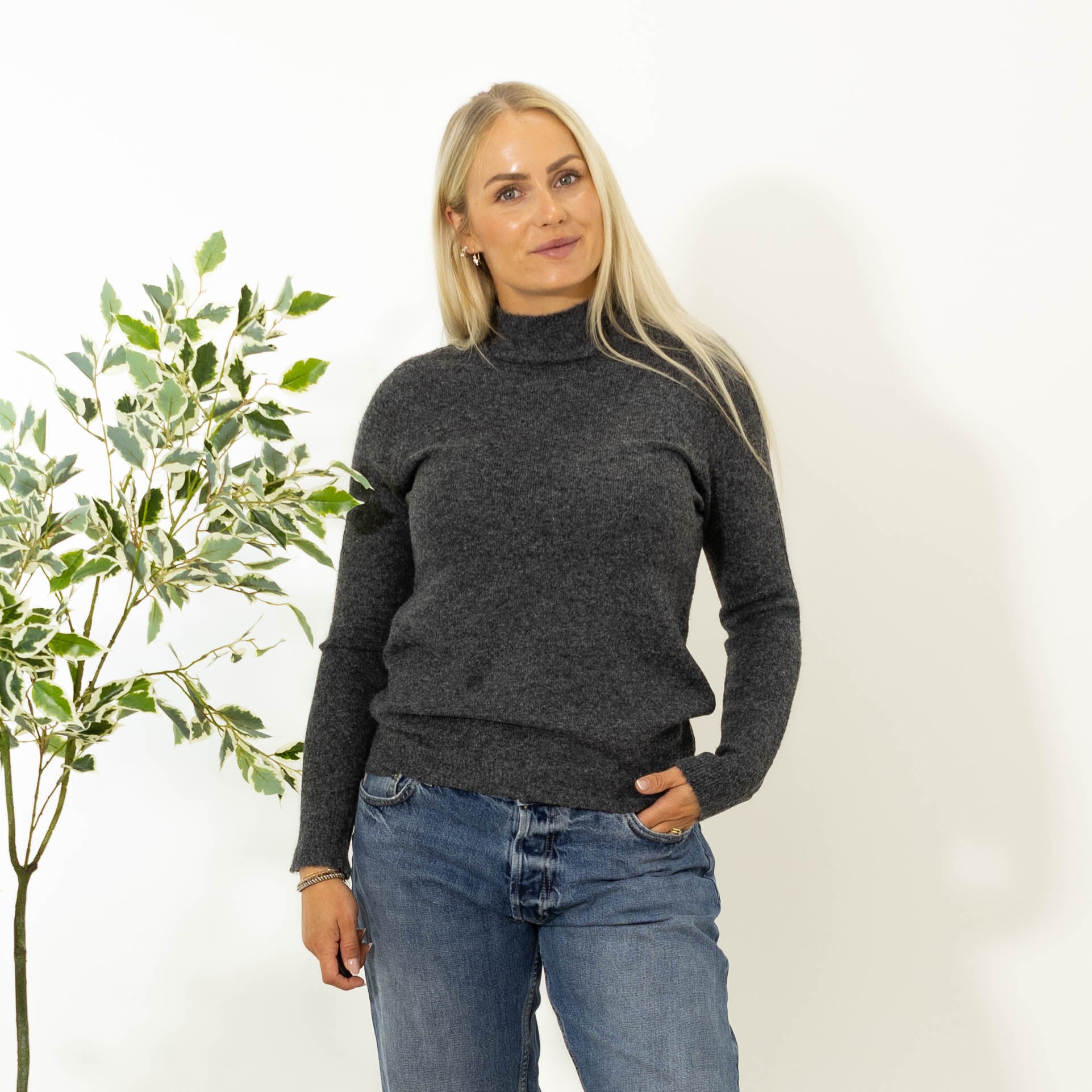 Zascha turtleneck strik, Mørkegrå