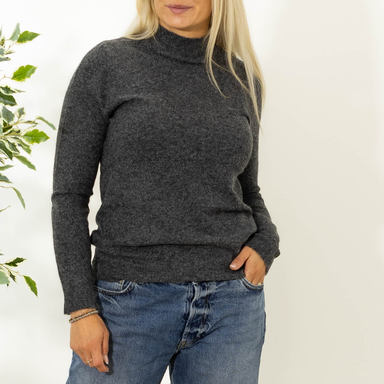 Zascha turtleneck strik, Mørkegrå