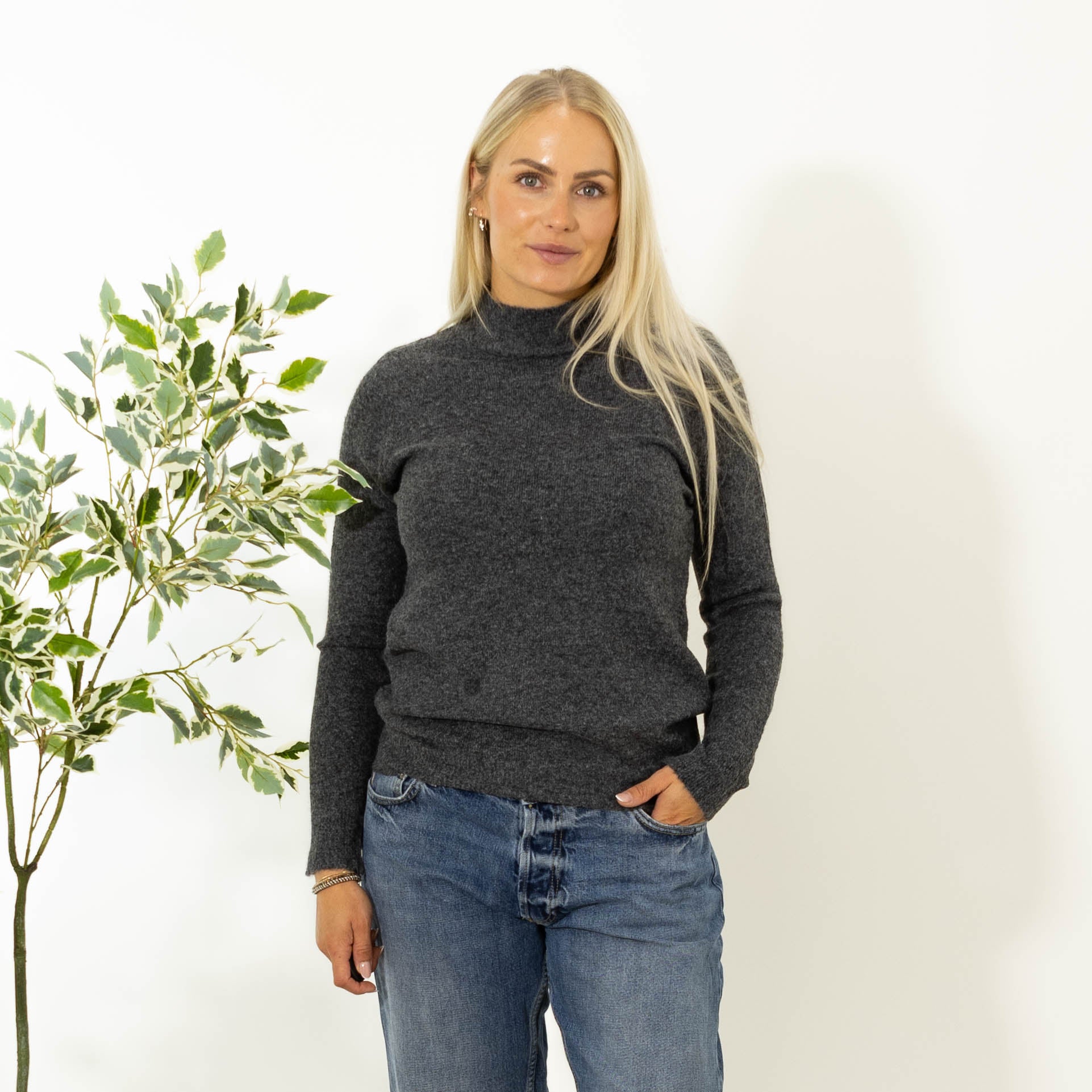 Zascha turtleneck strik, Mørkegrå