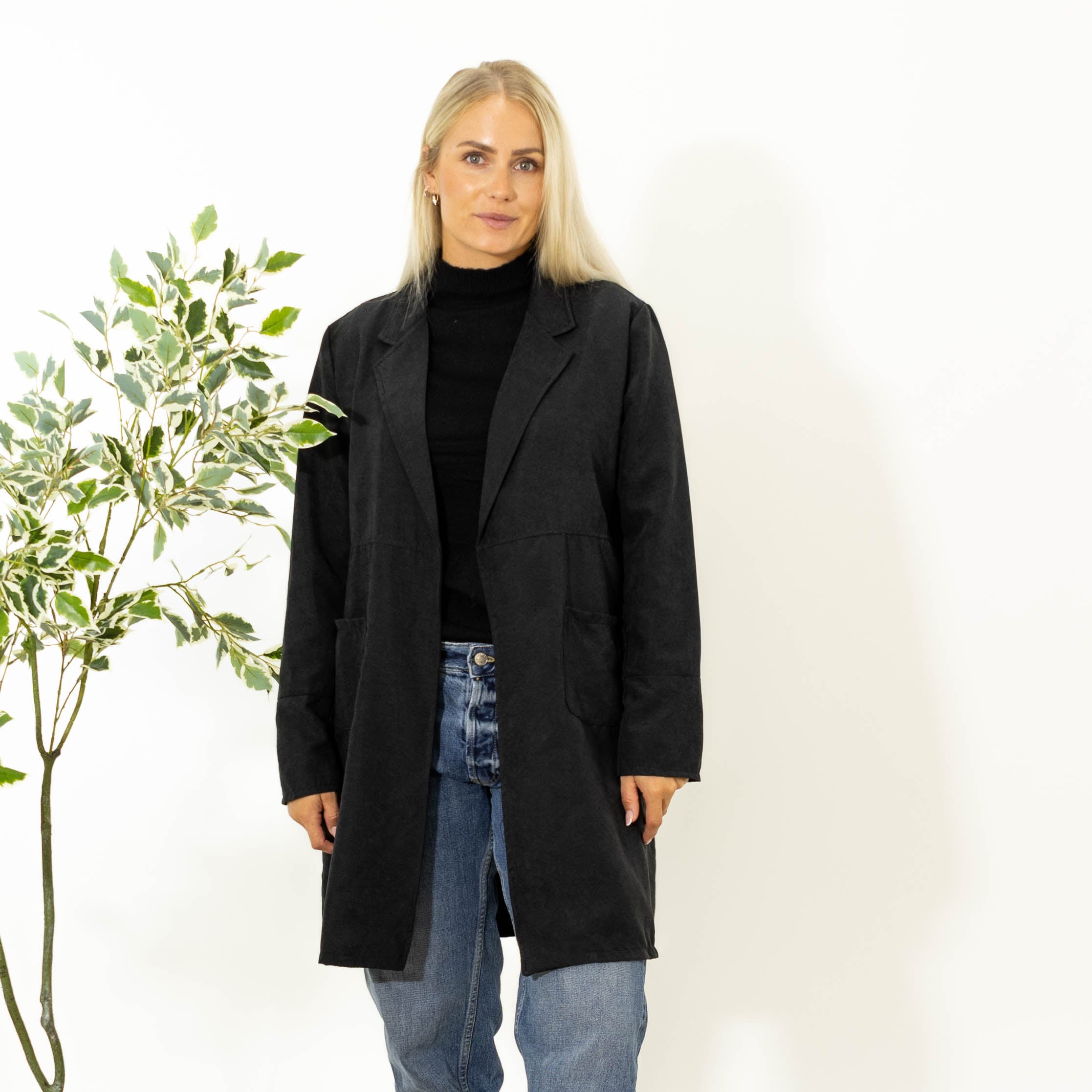 Mulle lang ruskindsjakke, Sort