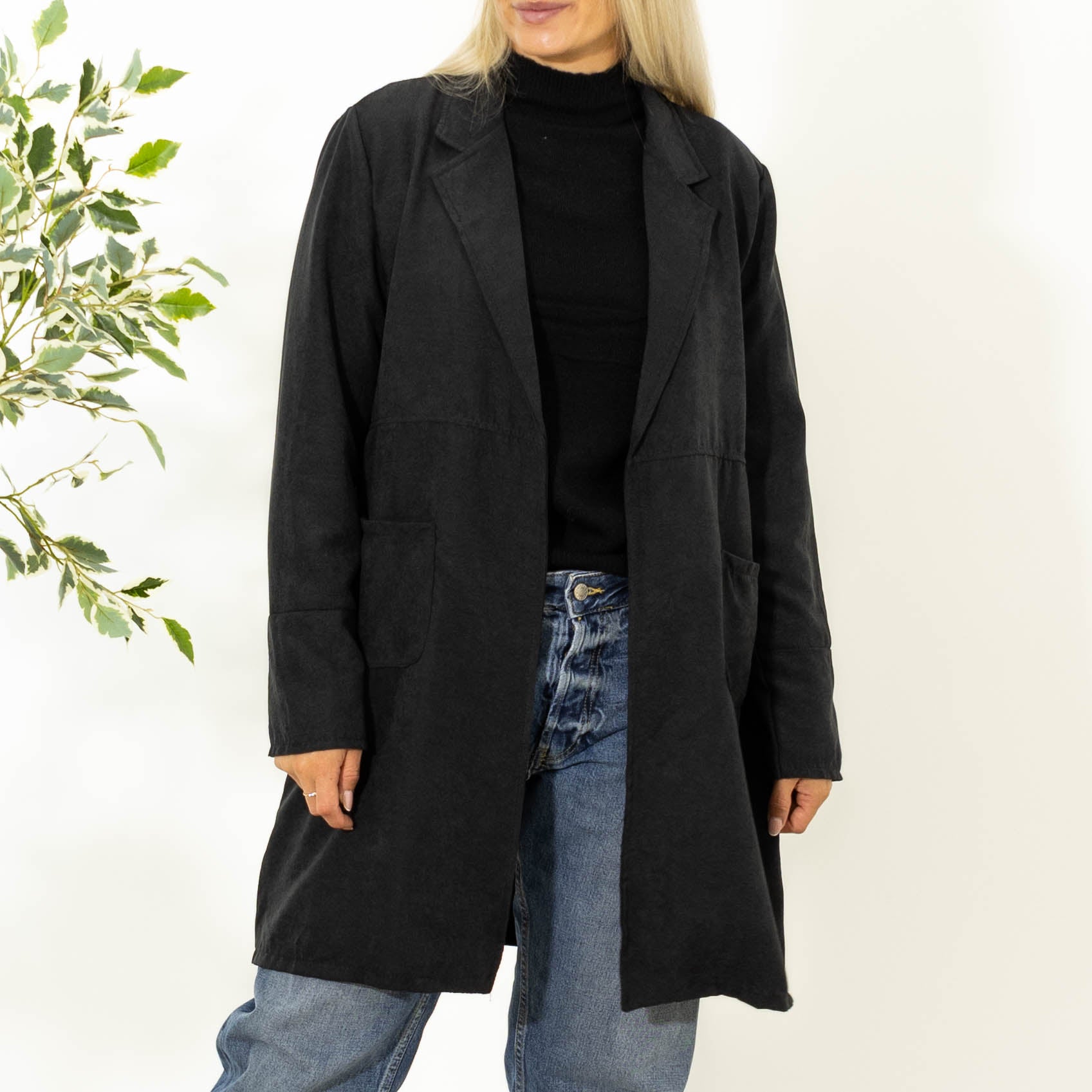 Mulle lang ruskindsjakke, Sort