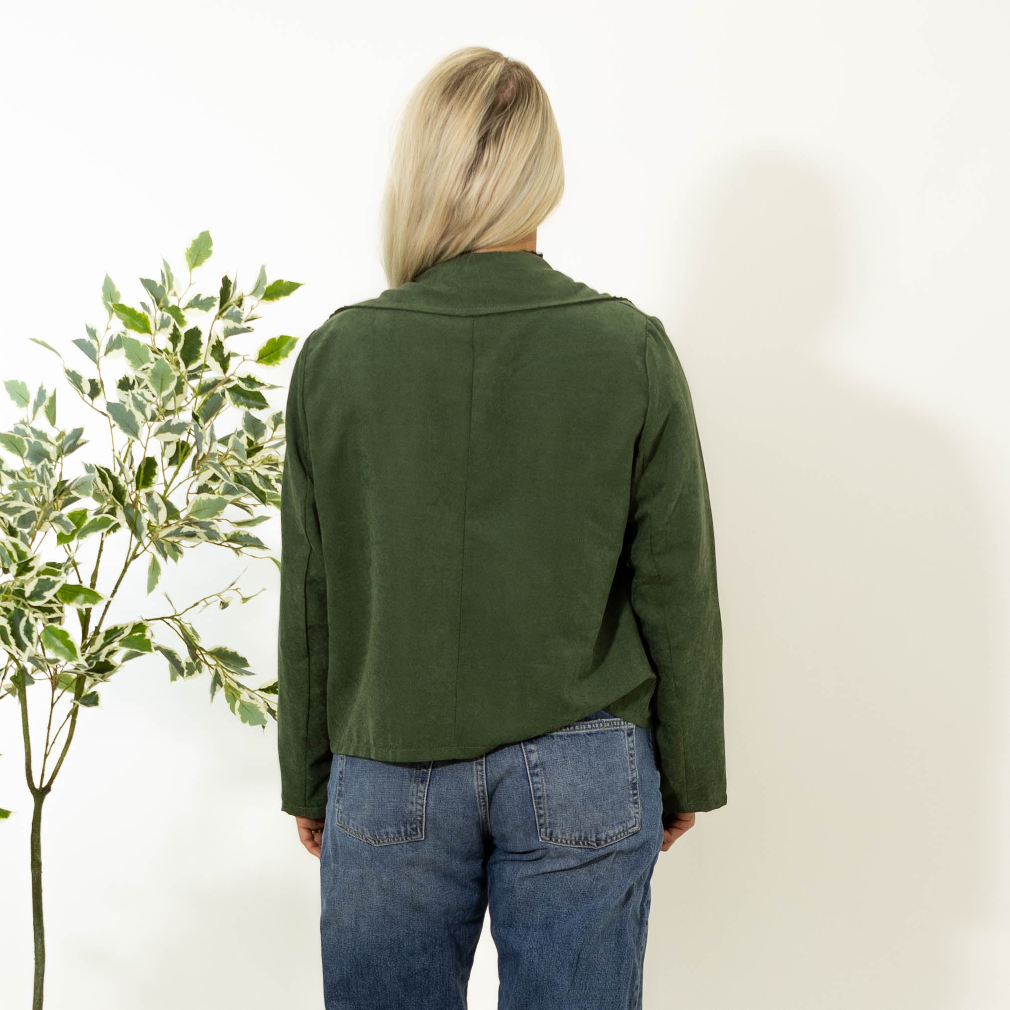 Nethe kort ruskindsjakke, Khaki