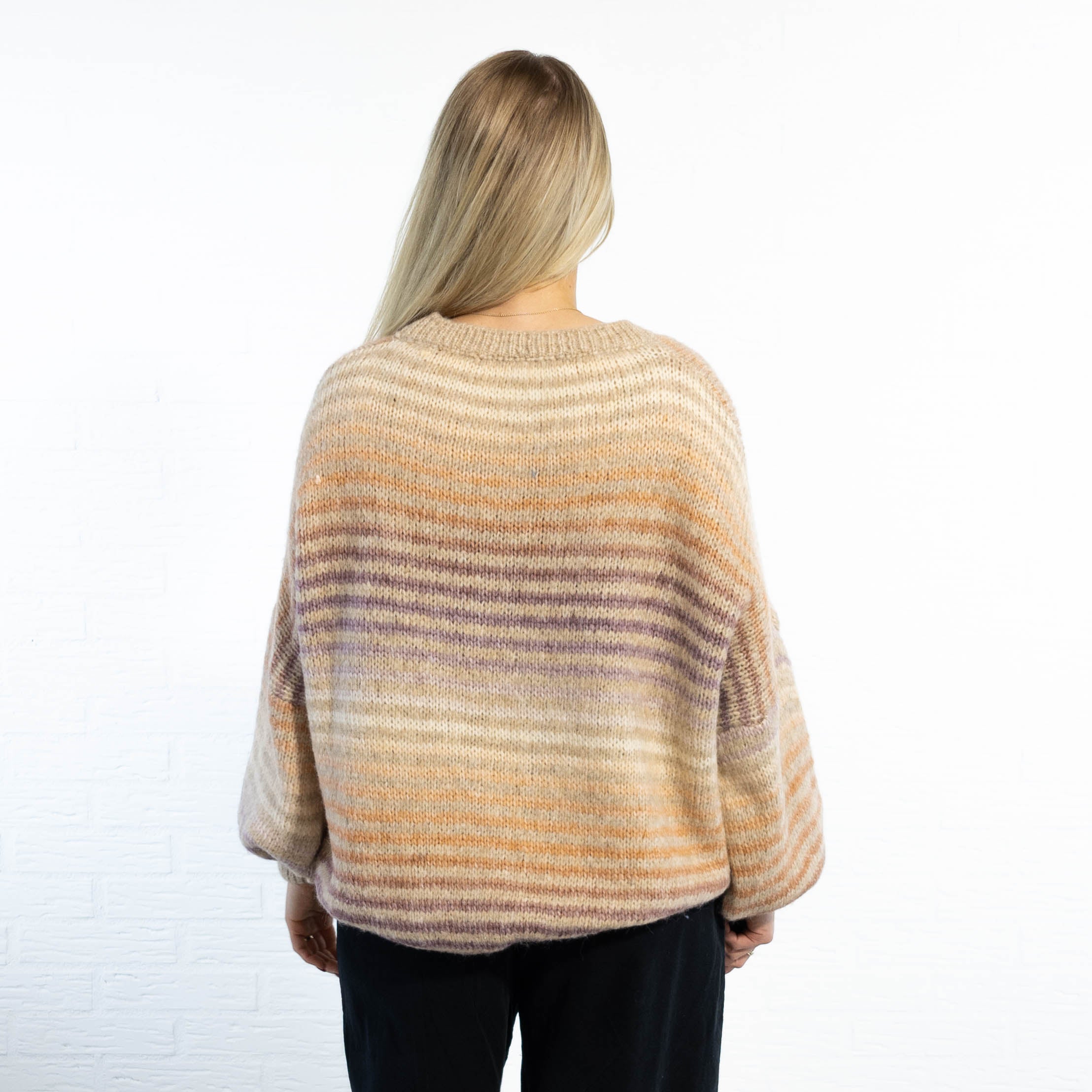 Tammy stribet strik, Taupe