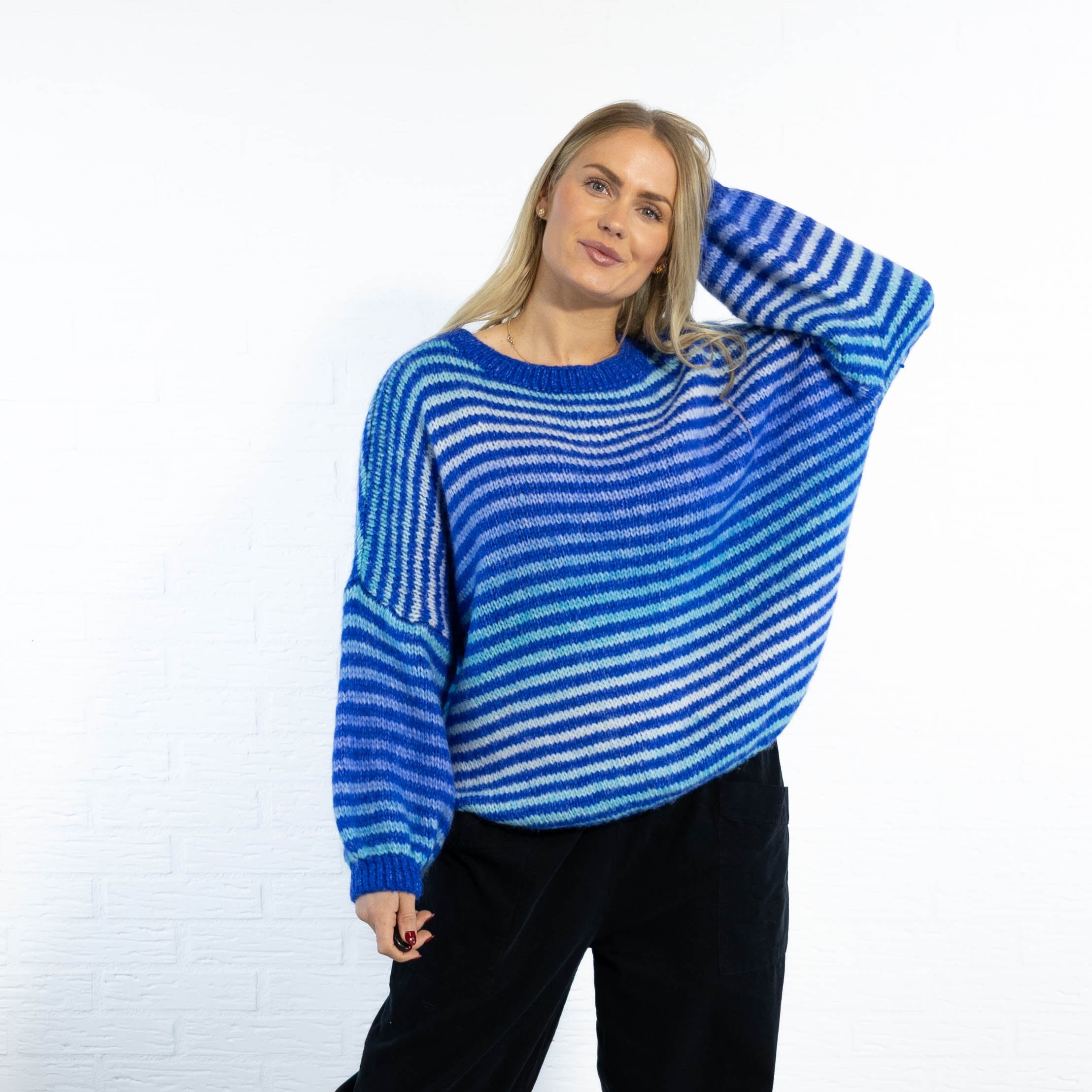 Tammy stribet strik, Royal blue