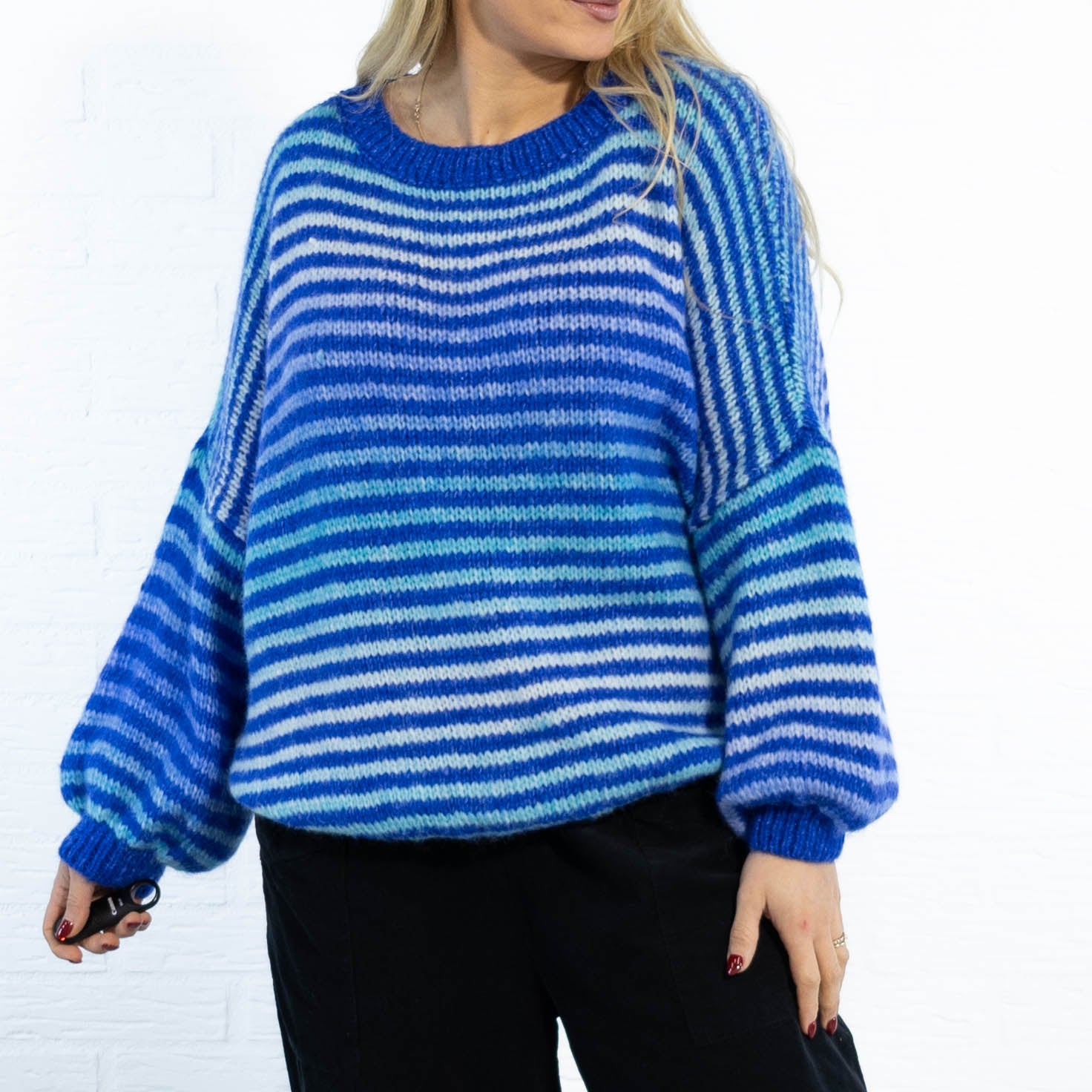 Tammy stribet strik, Royal blue