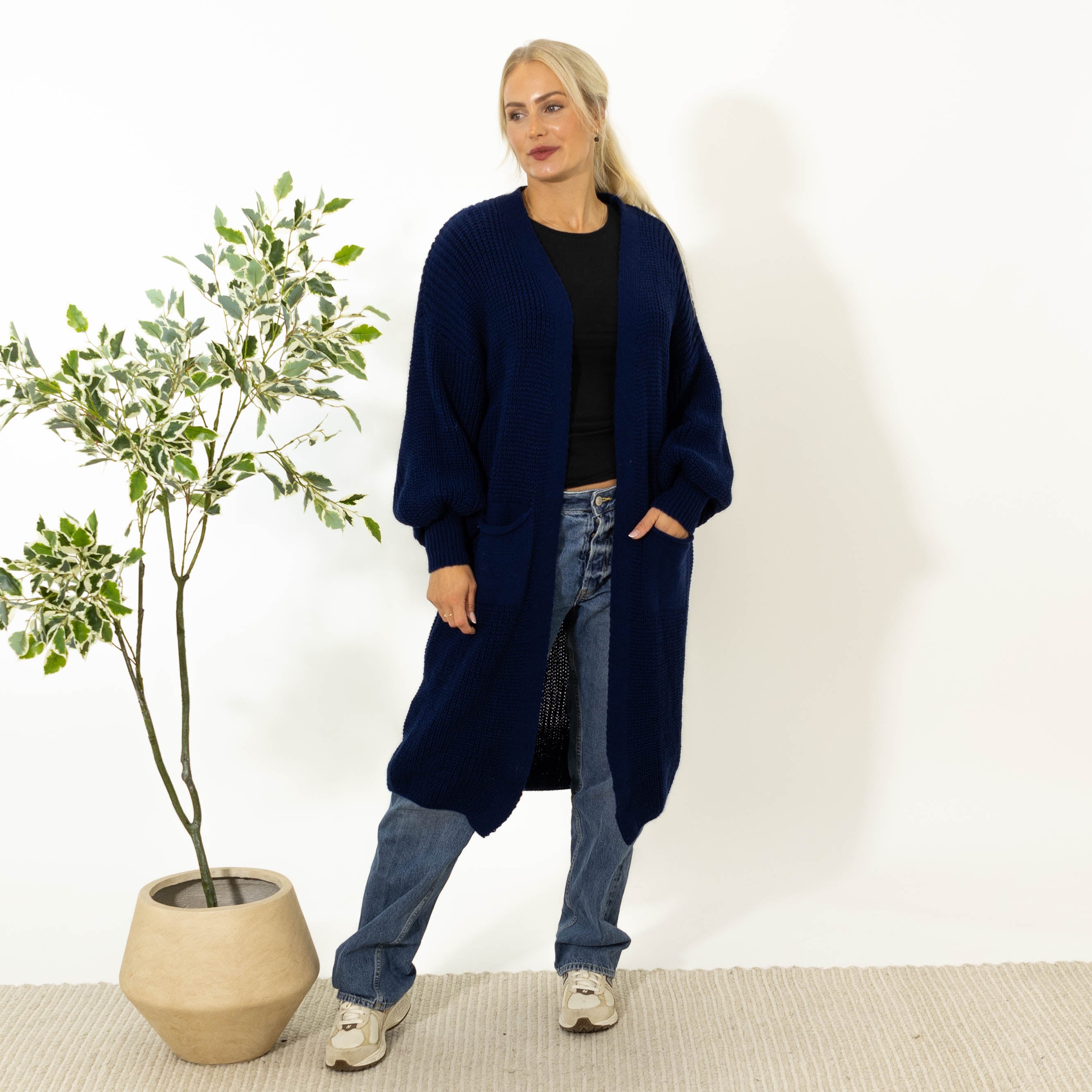 Sissi lang strik cardigan, Navy