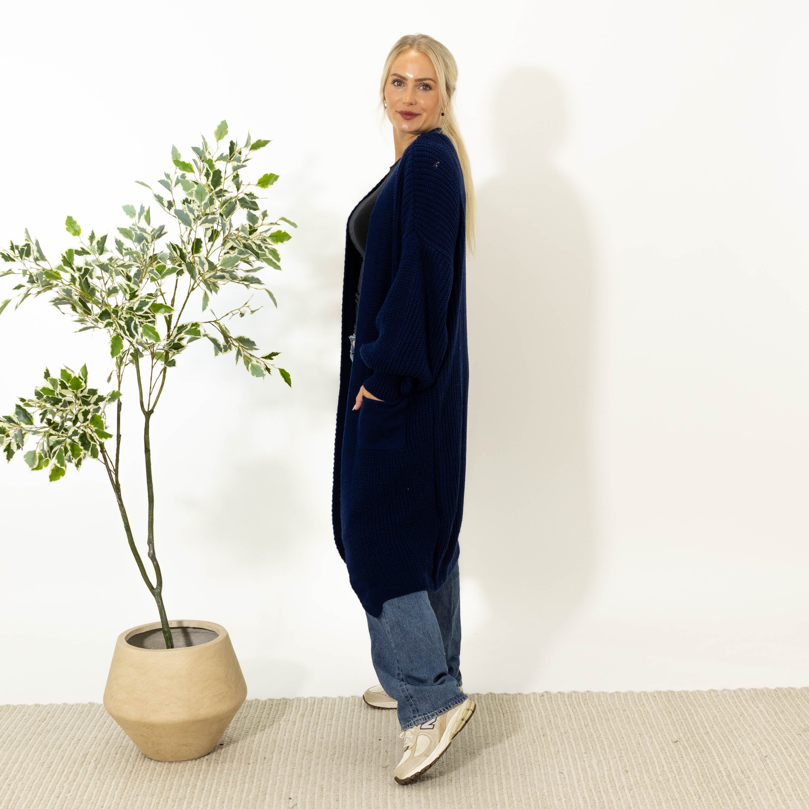 Sissi lang strik cardigan, Navy
