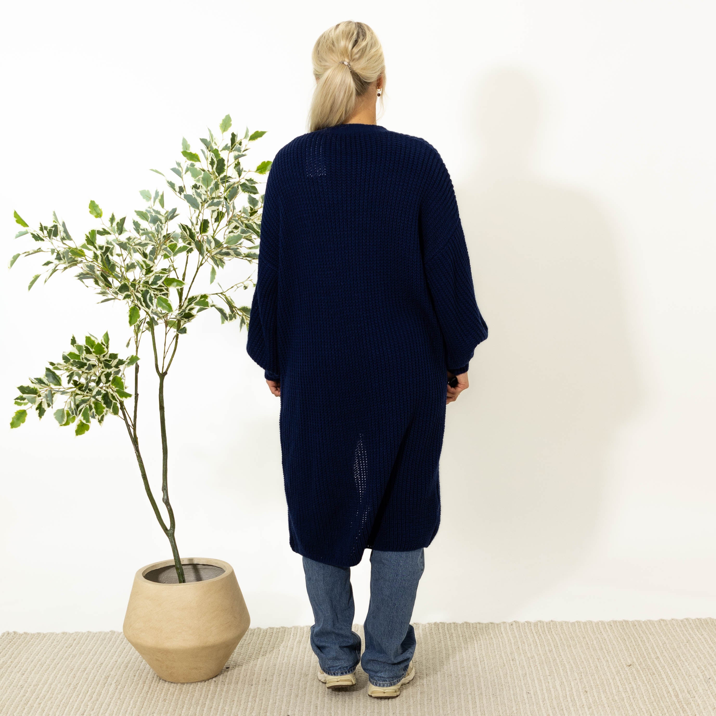 Sissi lang strik cardigan, Navy