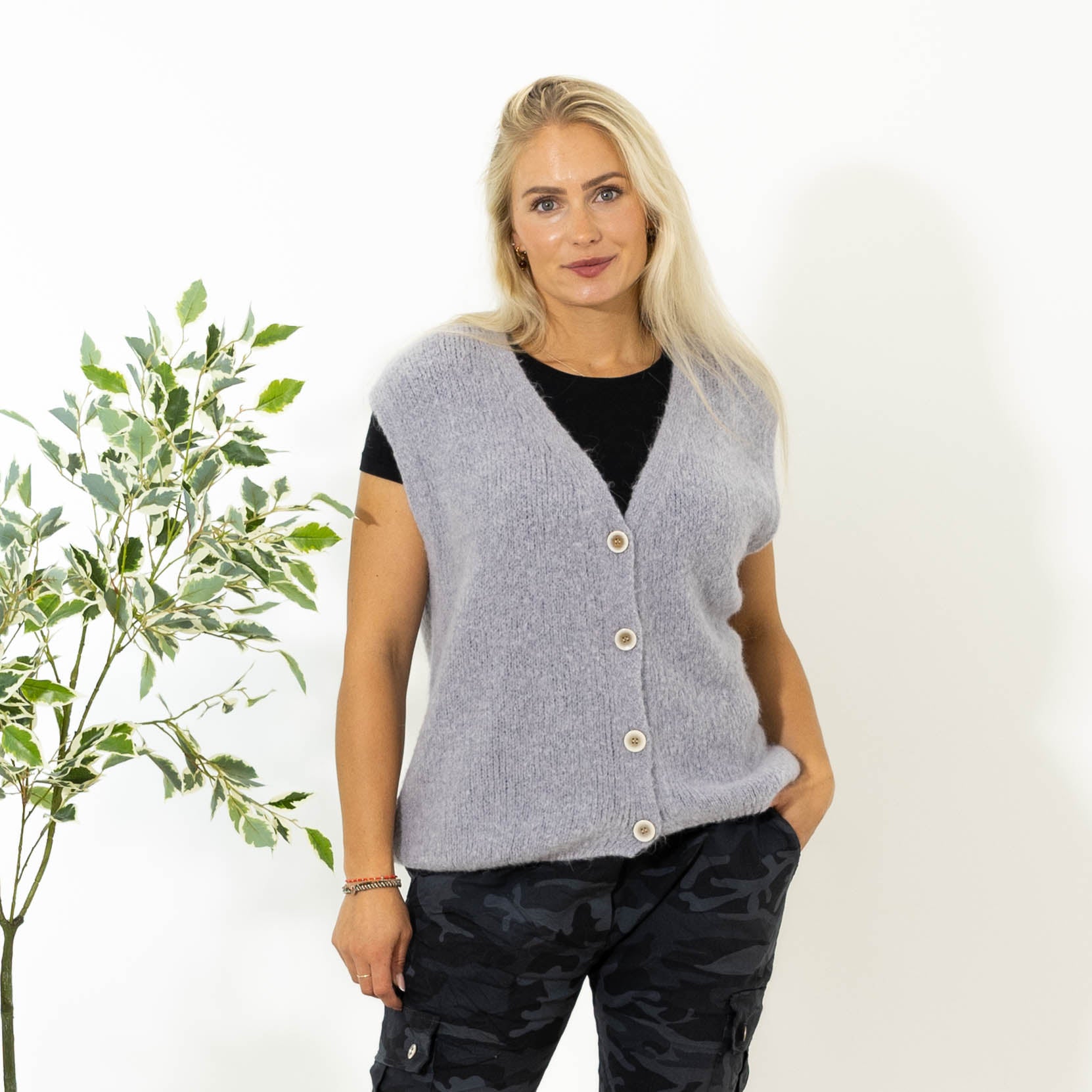 Lajla alpaca vest, Lysegrå