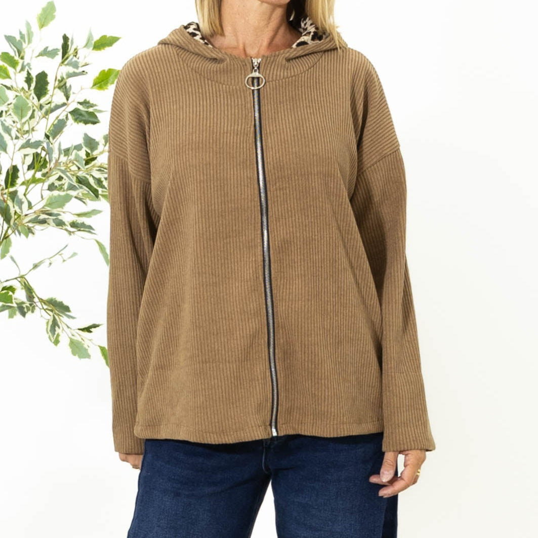 Alaska cardigan hoodie, Camel