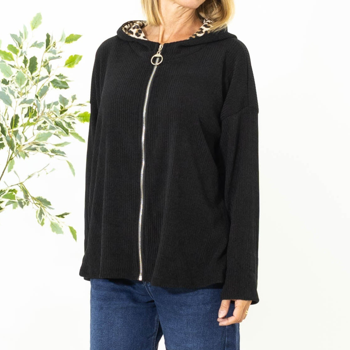 Alaska cardigan hoodie, Sort