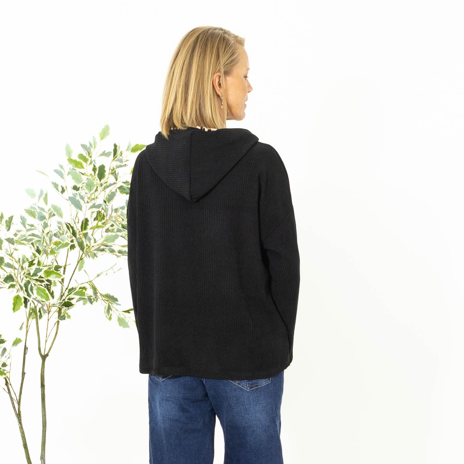Alaska cardigan hoodie, Sort