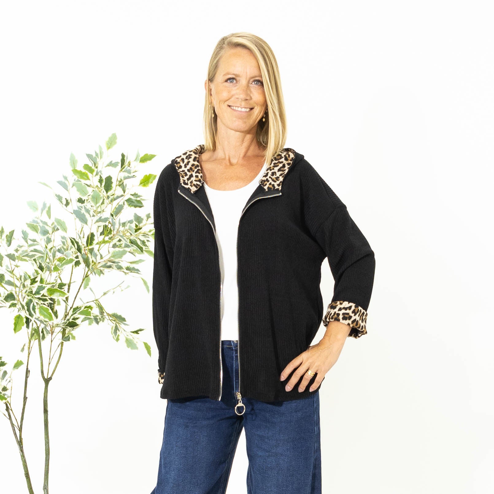 Alaska cardigan hoodie, Sort