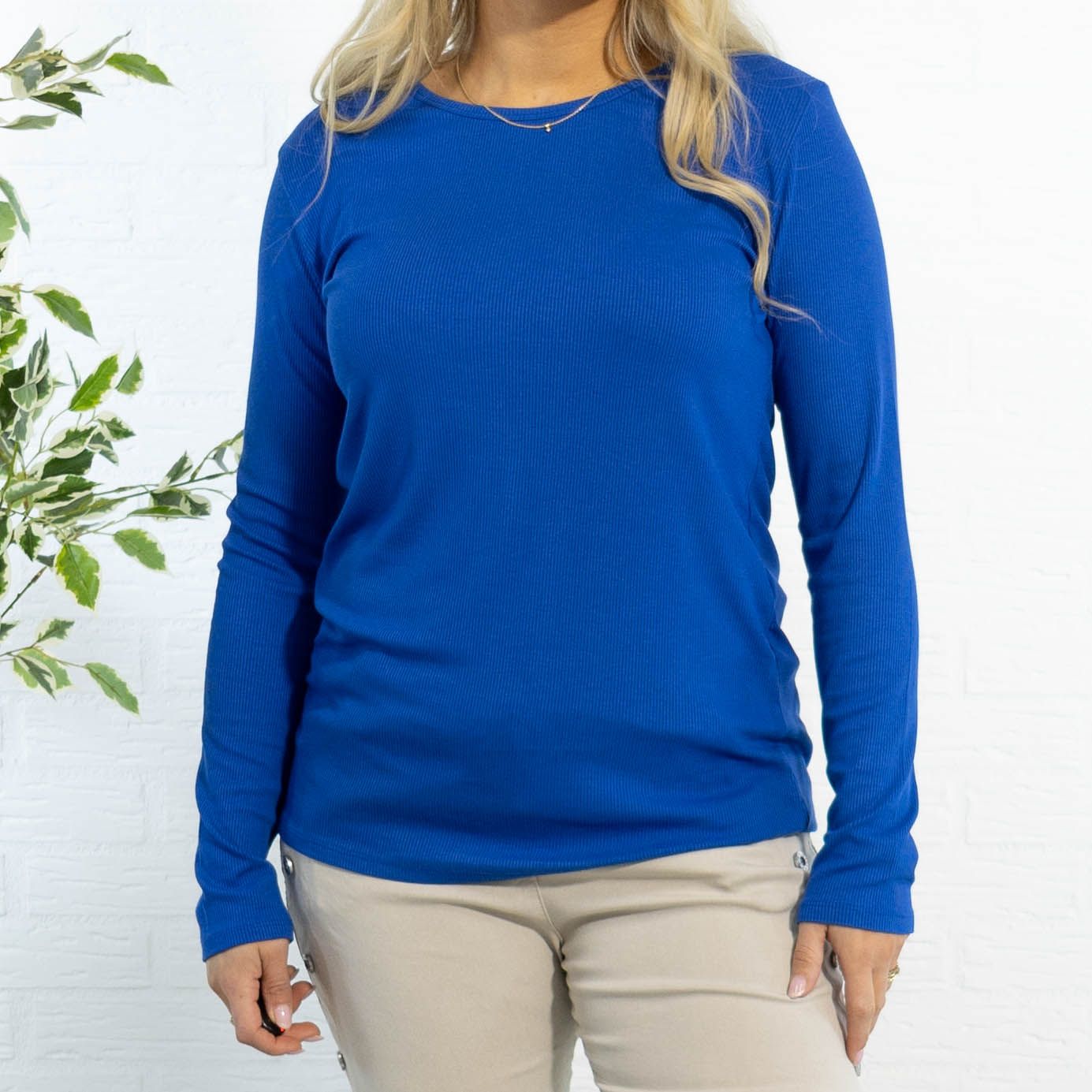 Monica langærmet t-shirt, Royal blue