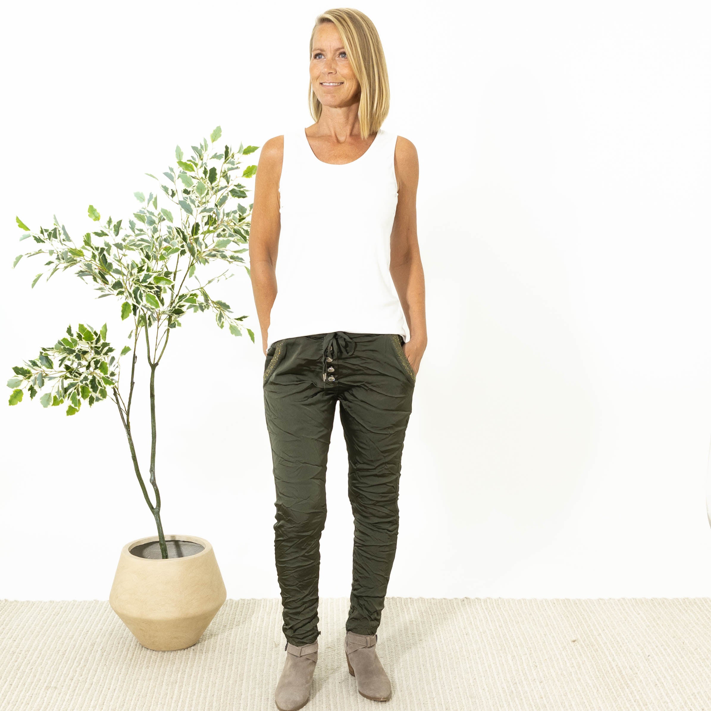 Sine 7/8 dels bukser, Khaki