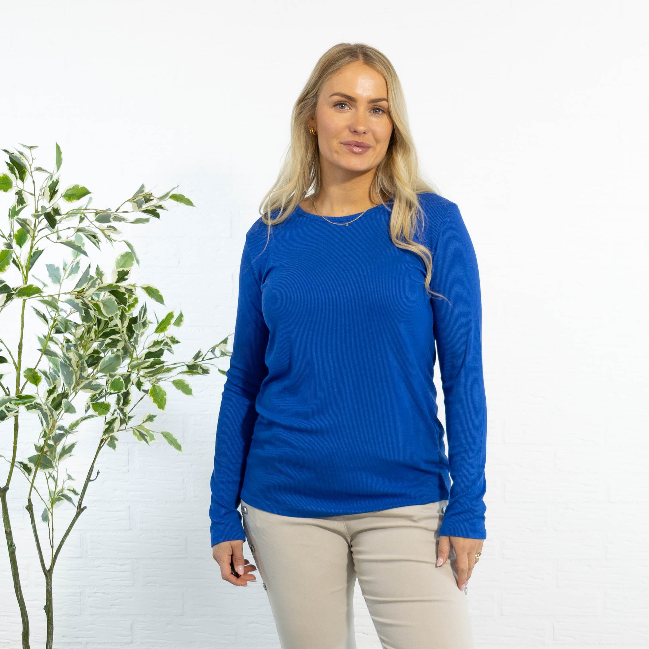 Monica langærmet t-shirt, Royal blue