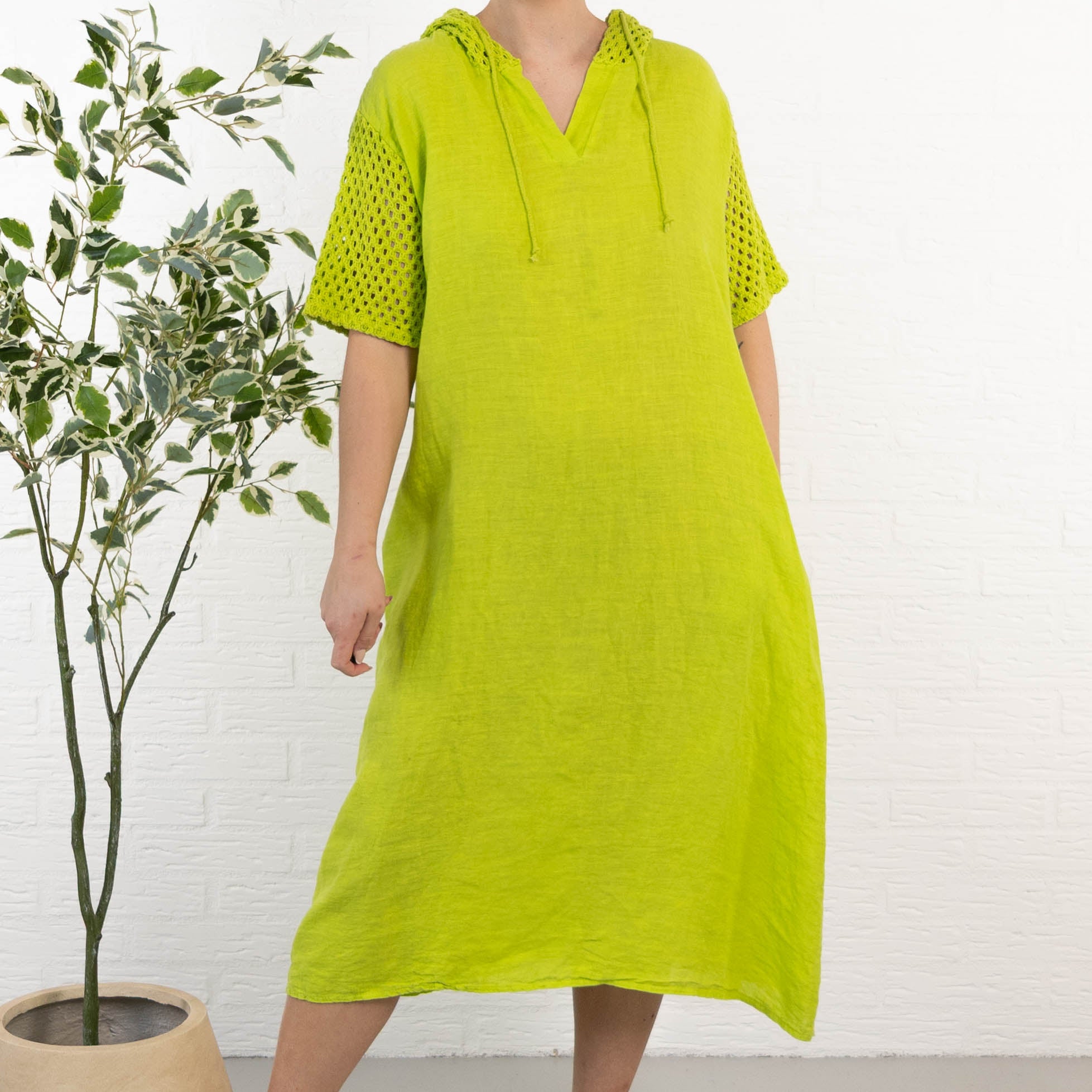 Sonja ægte hør kjole, Lime