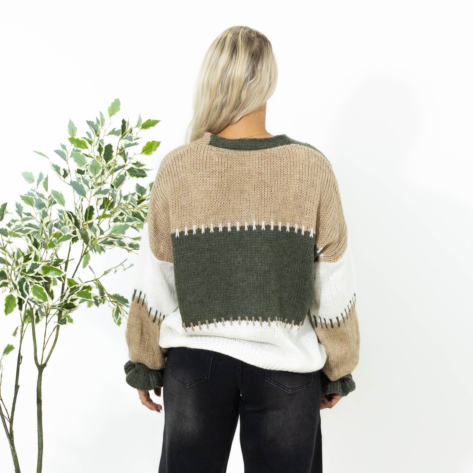 Thea Patchwork Strik, Khaki